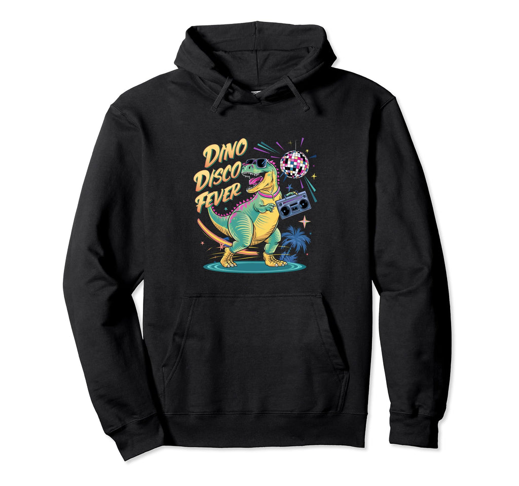 Funny 80S Dinosaur Dino Disco Fever Hoodie - Trendy Graphic for Adults - T-Shirt, Sweatshirt, Hoodie
