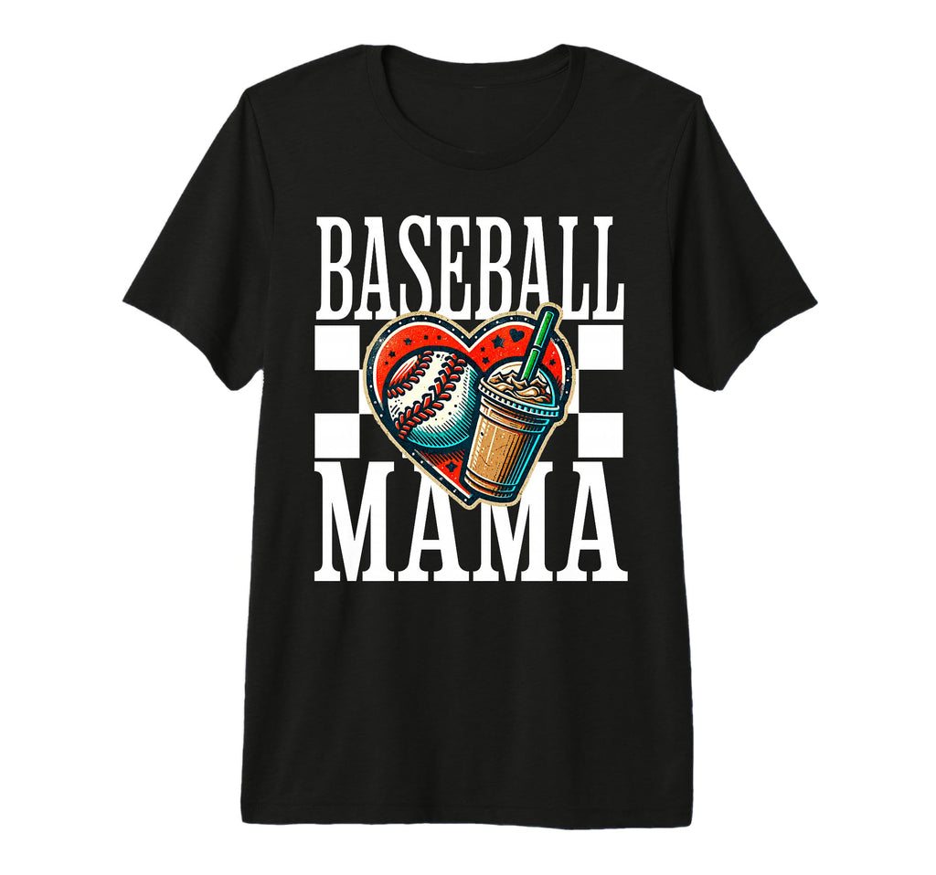 Baseball Mama Iced Coffee Heart Sports Mom T-Shirt - Trendy Graphic Unisex - T-Shirt, Sweatshirt, Hoodie