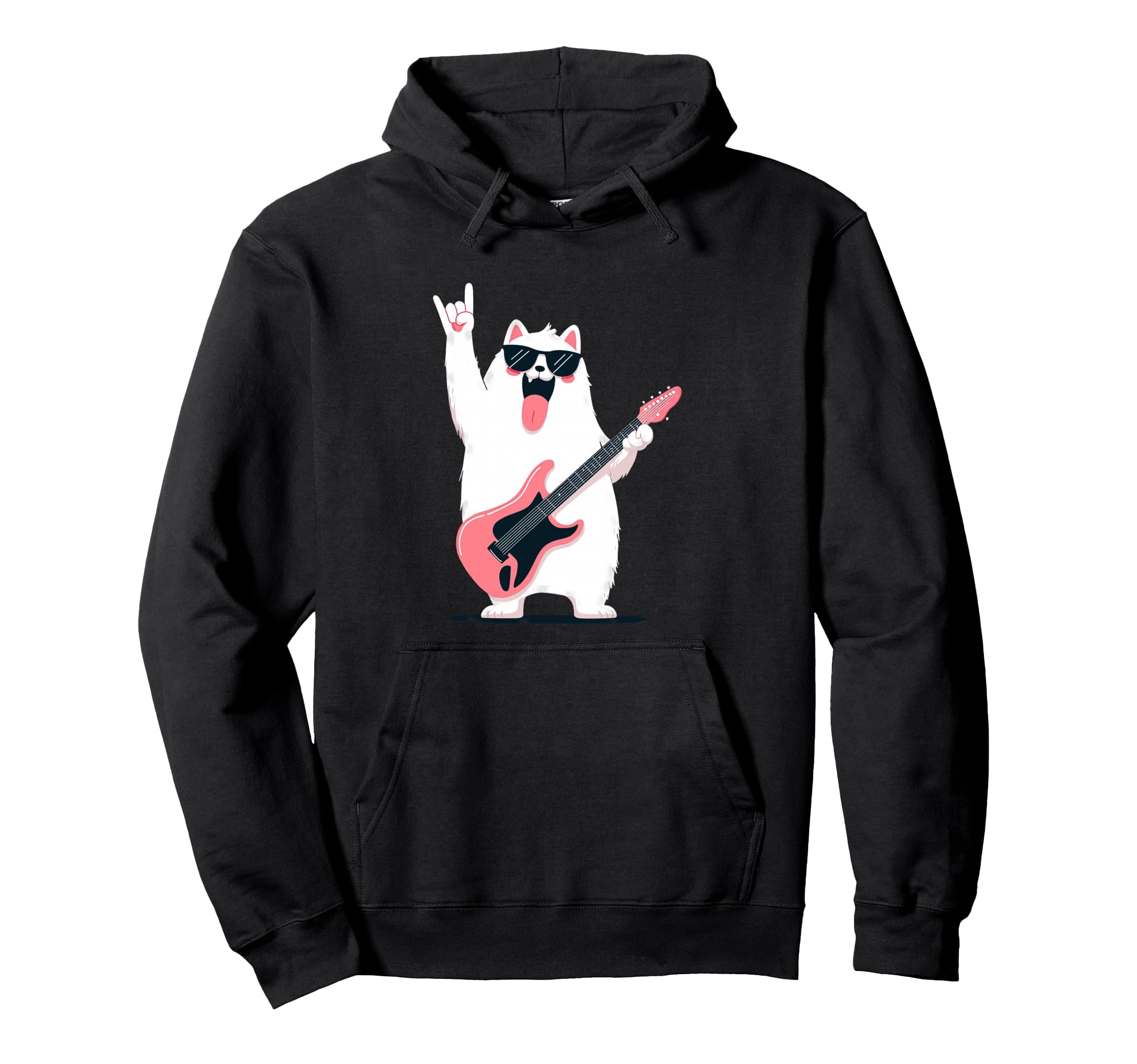 Funny Rock Dog Guitar Playing Animal Hoodie - Graphic Print Unisex - T-Shirt, Sweatshirt, Hoodie