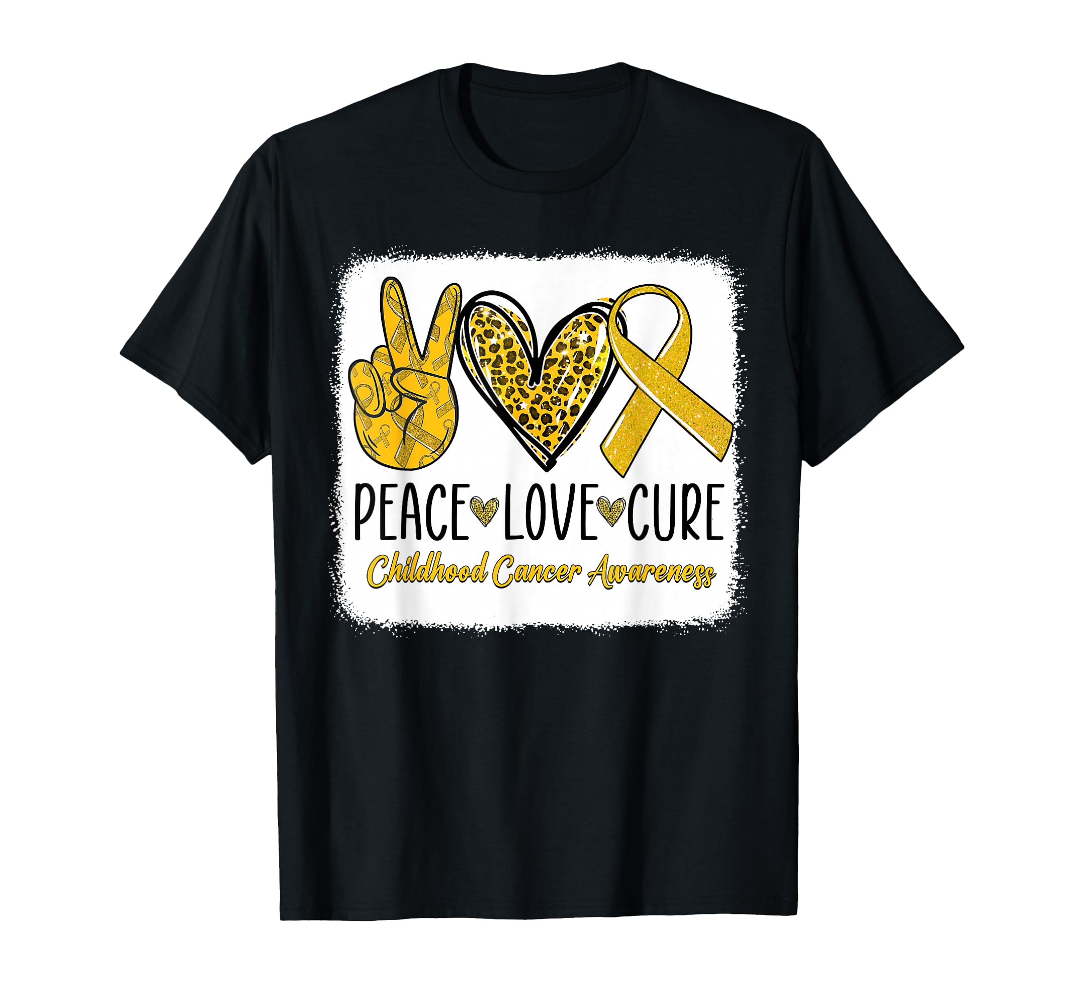 Peace Love Cure Childhood Cancer T-Shirt - Graphic Print Men Women - T-Shirt, Sweatshirt, Hoodie