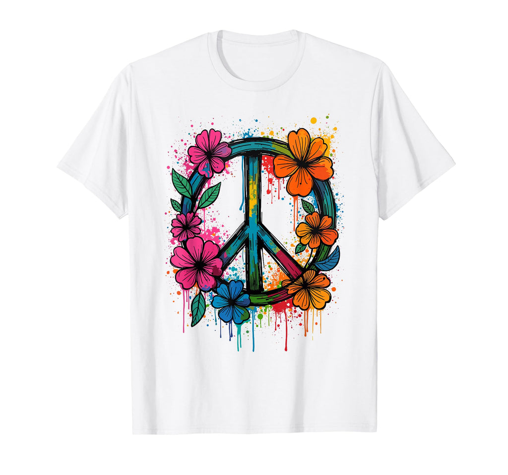 Peace Sign Love Peace Flower Power 70S T-Shirt - Aesthetic Graphic Unisex - T-Shirt, Sweatshirt, Hoodie