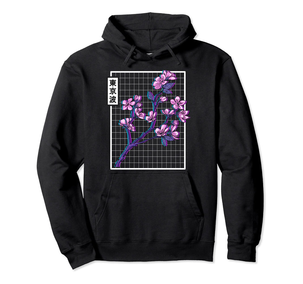 Cherry Blossom Grid Vaporwave Aesthetic Hoodie - Trendy Graphic Unisex - T-Shirt, Sweatshirt, Hoodie