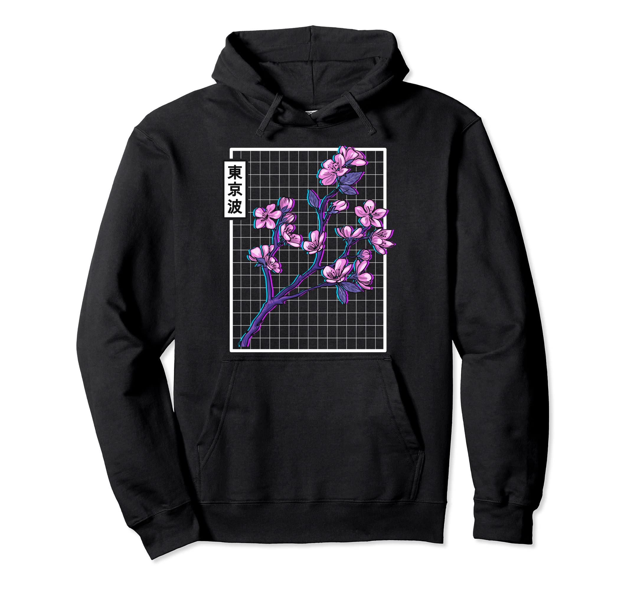 Cherry Blossom Grid Vaporwave Aesthetic Hoodie - Trendy Graphic Unisex - T-Shirt, Sweatshirt, Hoodie