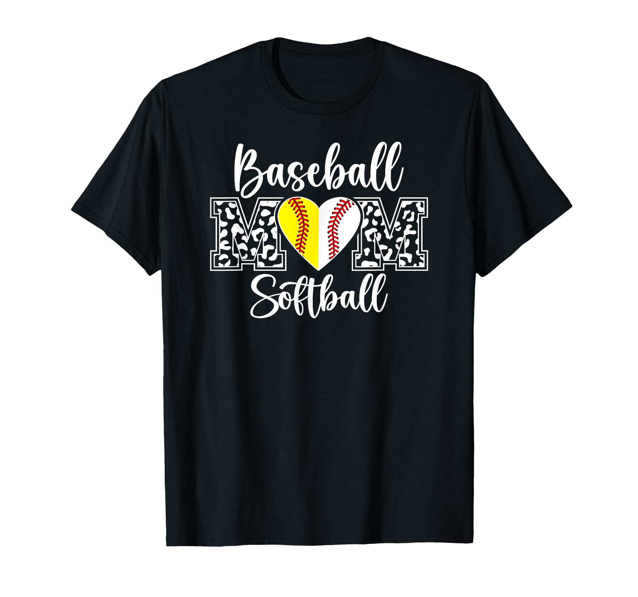Baseball Softball Mom Leopard Softball T-Shirt - Graphic Print Men Women - T-Shirt, Sweatshirt, Hoodie