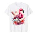 Flamingo Playing Baseball Funny Baseball T-Shirt - Custom Art Print Unisex - T-Shirt, Sweatshirt, Hoodie