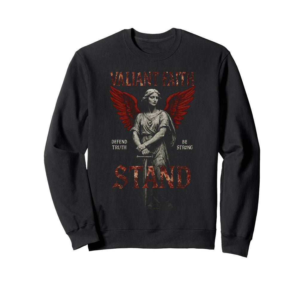 Valiant Faith Christian Edgy Y2K Sweatshirt - Minimalist Print Men Women - T-Shirt, Sweatshirt, Hoodie