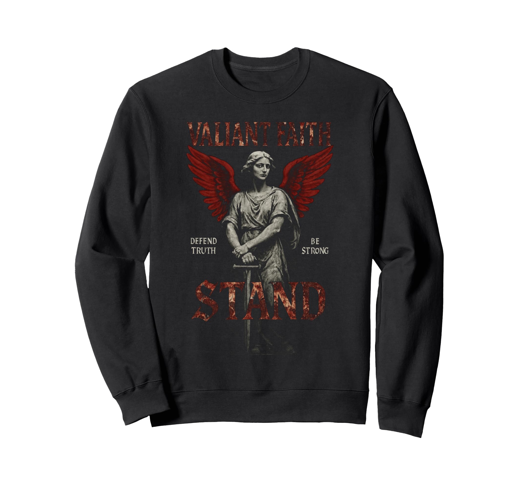 Valiant Faith Christian Edgy Y2K Sweatshirt - Minimalist Print Men Women - T-Shirt, Sweatshirt, Hoodie