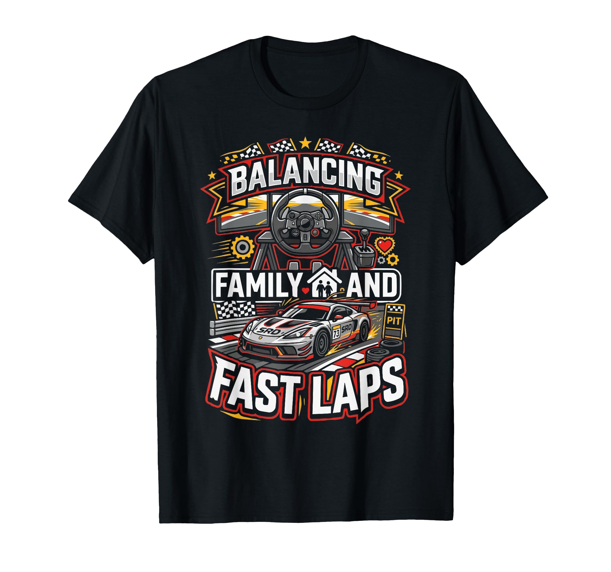 Sim Racing Dad Virtual Racing Game T-Shirt - Unique Graphic Men Women - T-Shirt, Sweatshirt, Hoodie