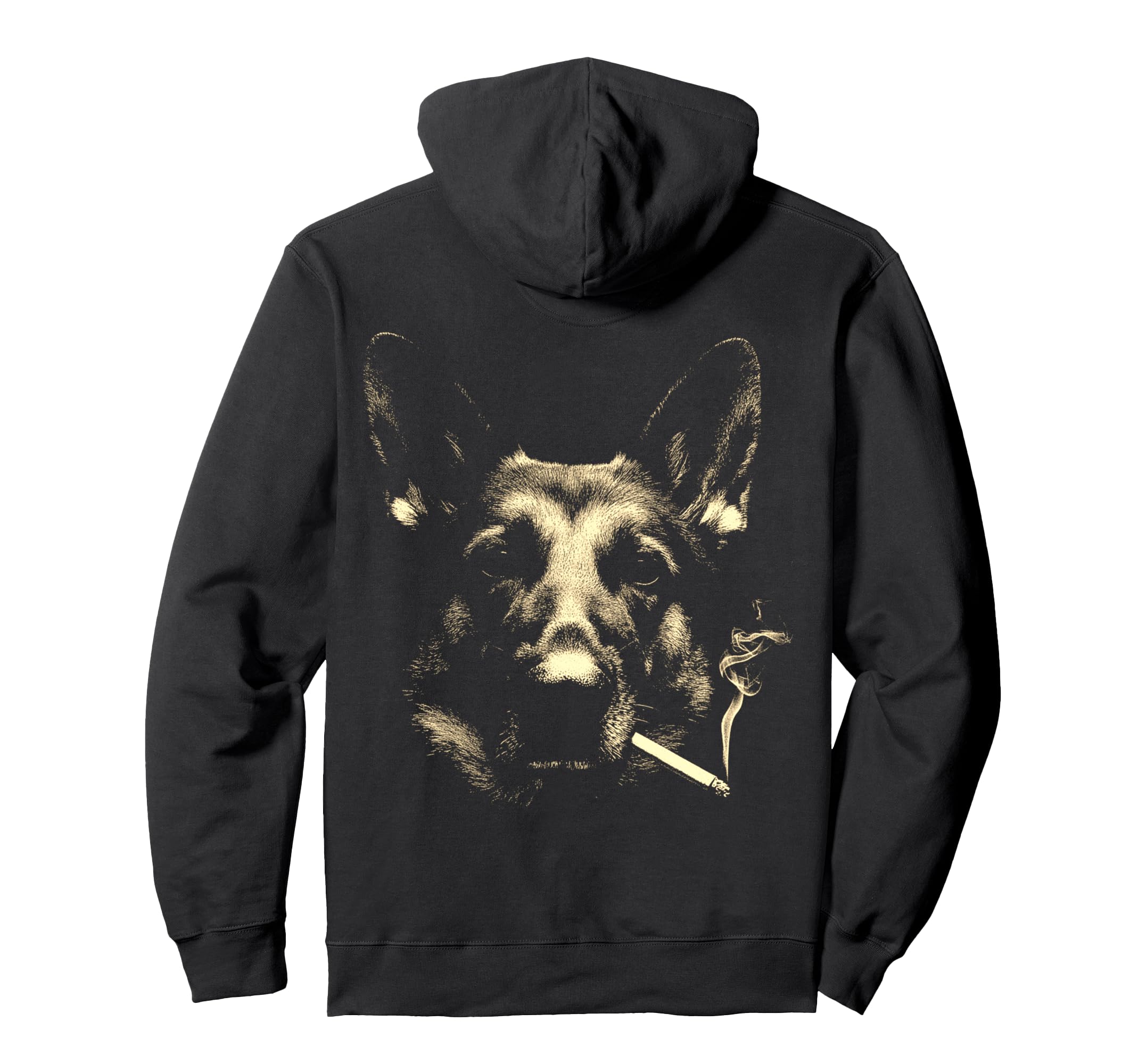 German Shepherd Smoking Cigarette Grunge Hoodie - Graphic Print Unisex - T-Shirt, Sweatshirt, Hoodie