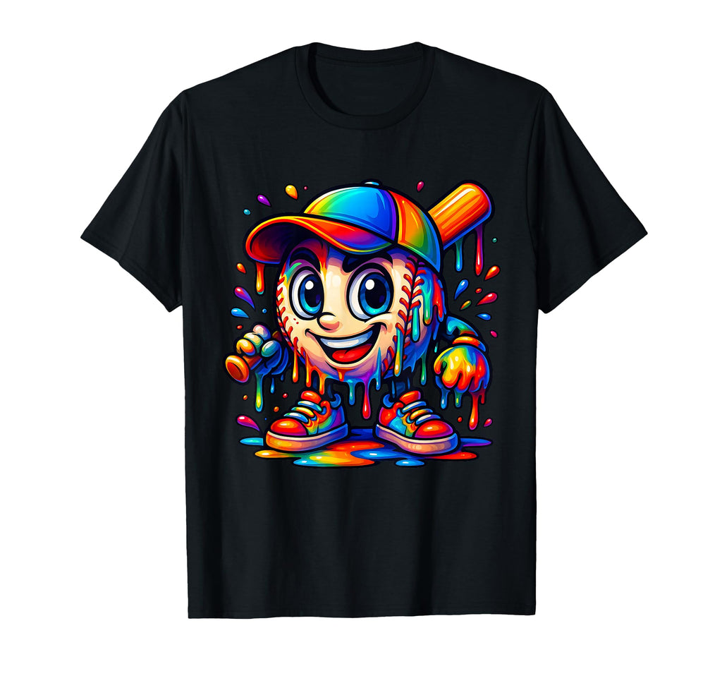 Colorful Dripping Baseball Melting T-Shirt - Fun Novelty Design for Adults - T-Shirt, Sweatshirt, Hoodie