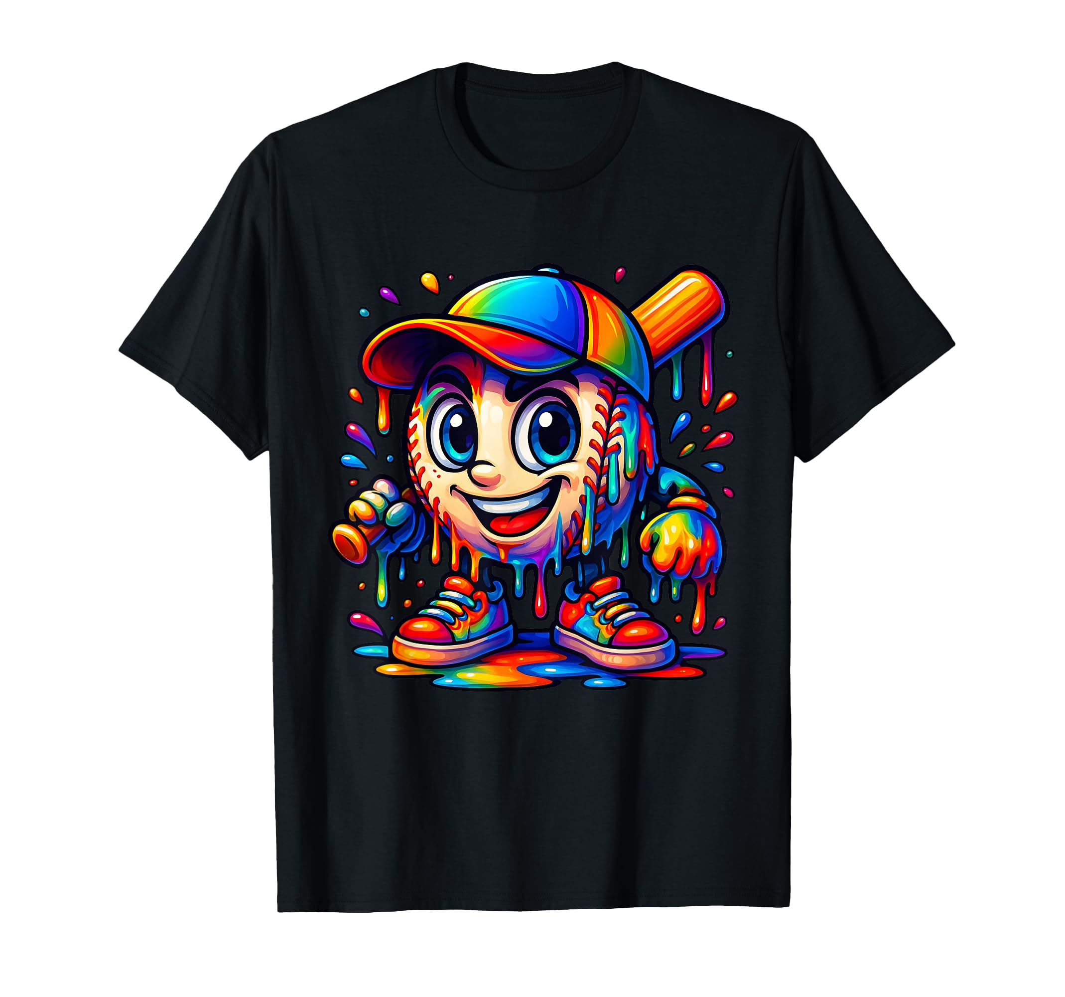 Colorful Dripping Baseball Melting T-Shirt - Fun Novelty Design for Adults - T-Shirt, Sweatshirt, Hoodie