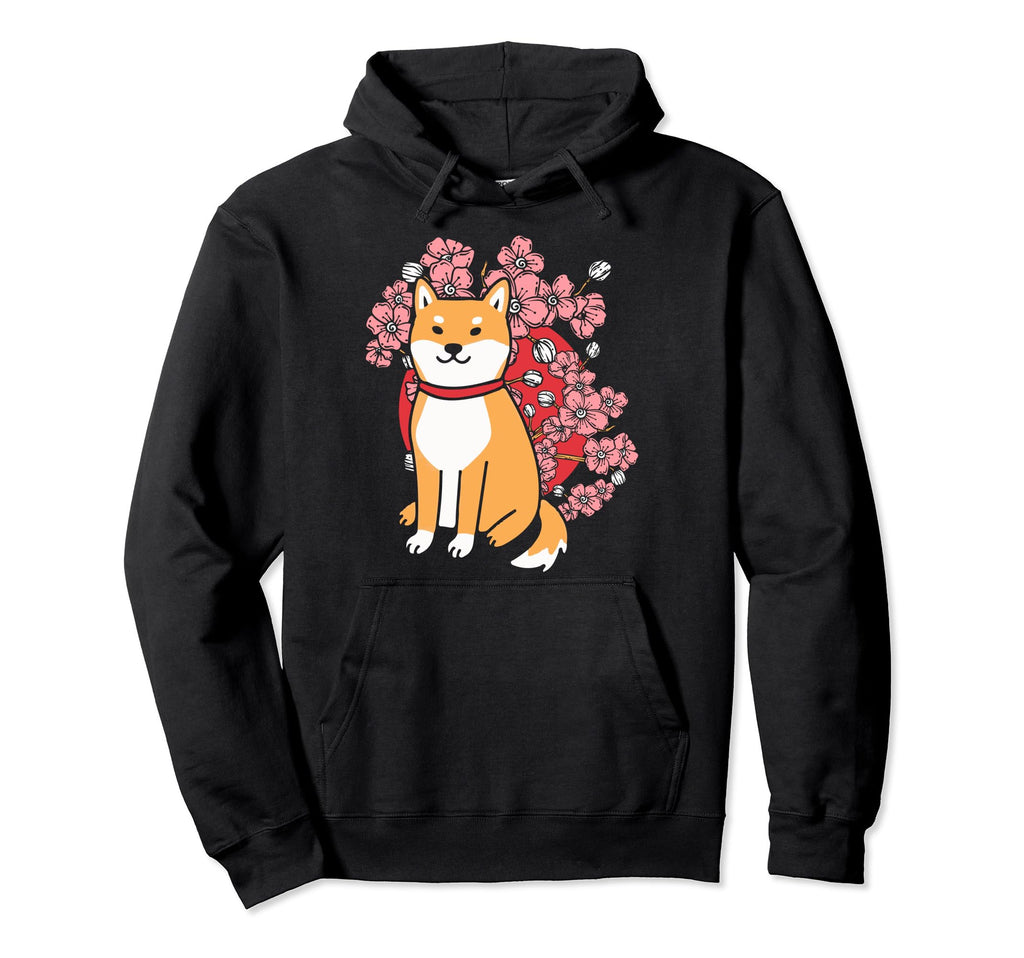 Sakura Flower Japanese Shiba Inu Hoodie - Fun Novelty Design for Adults - T-Shirt, Sweatshirt, Hoodie