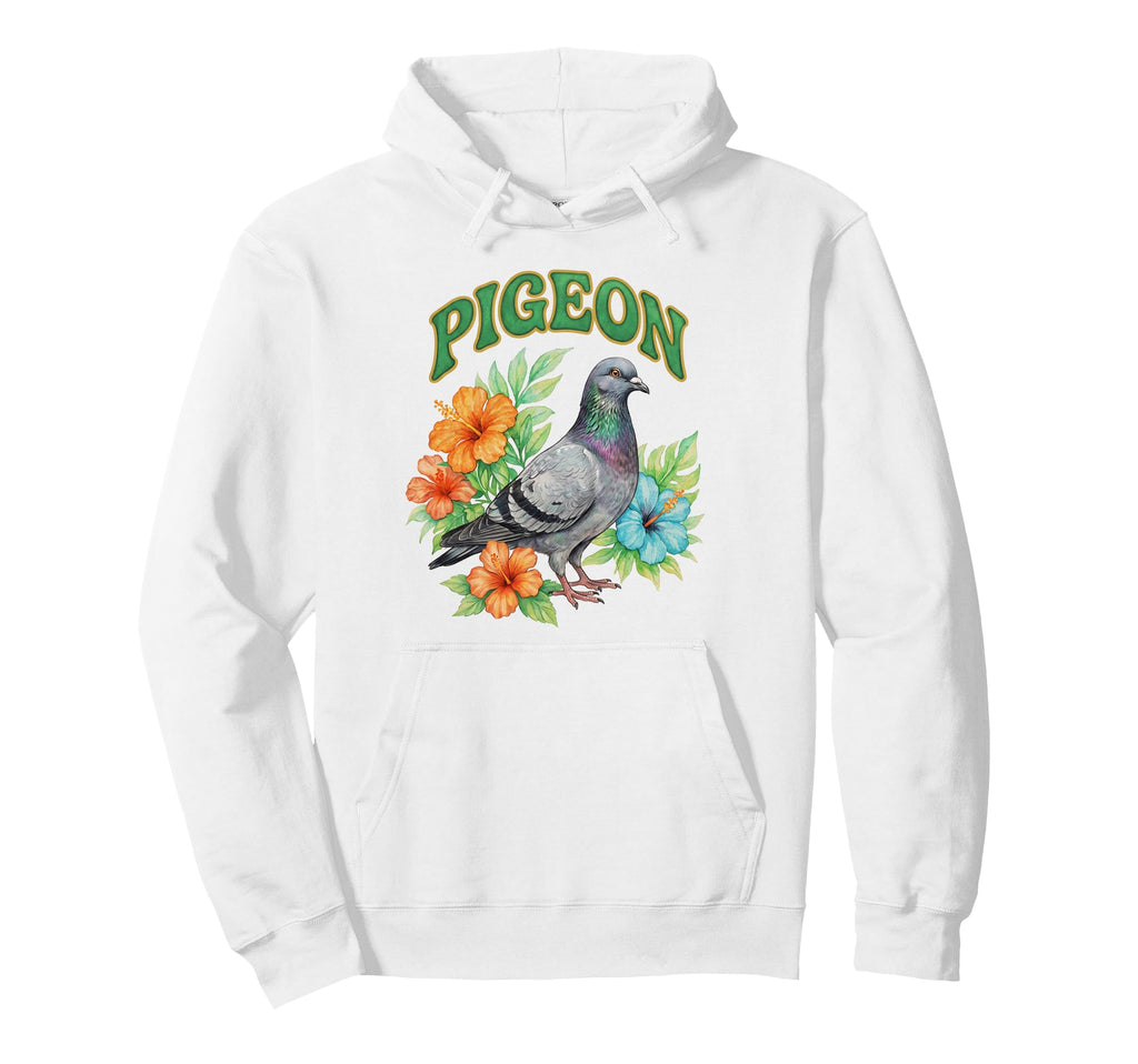 Pigeon Groovy Floral Pigeon Watercolor Hoodie - Minimalist Print Men Women - T-Shirt, Sweatshirt, Hoodie
