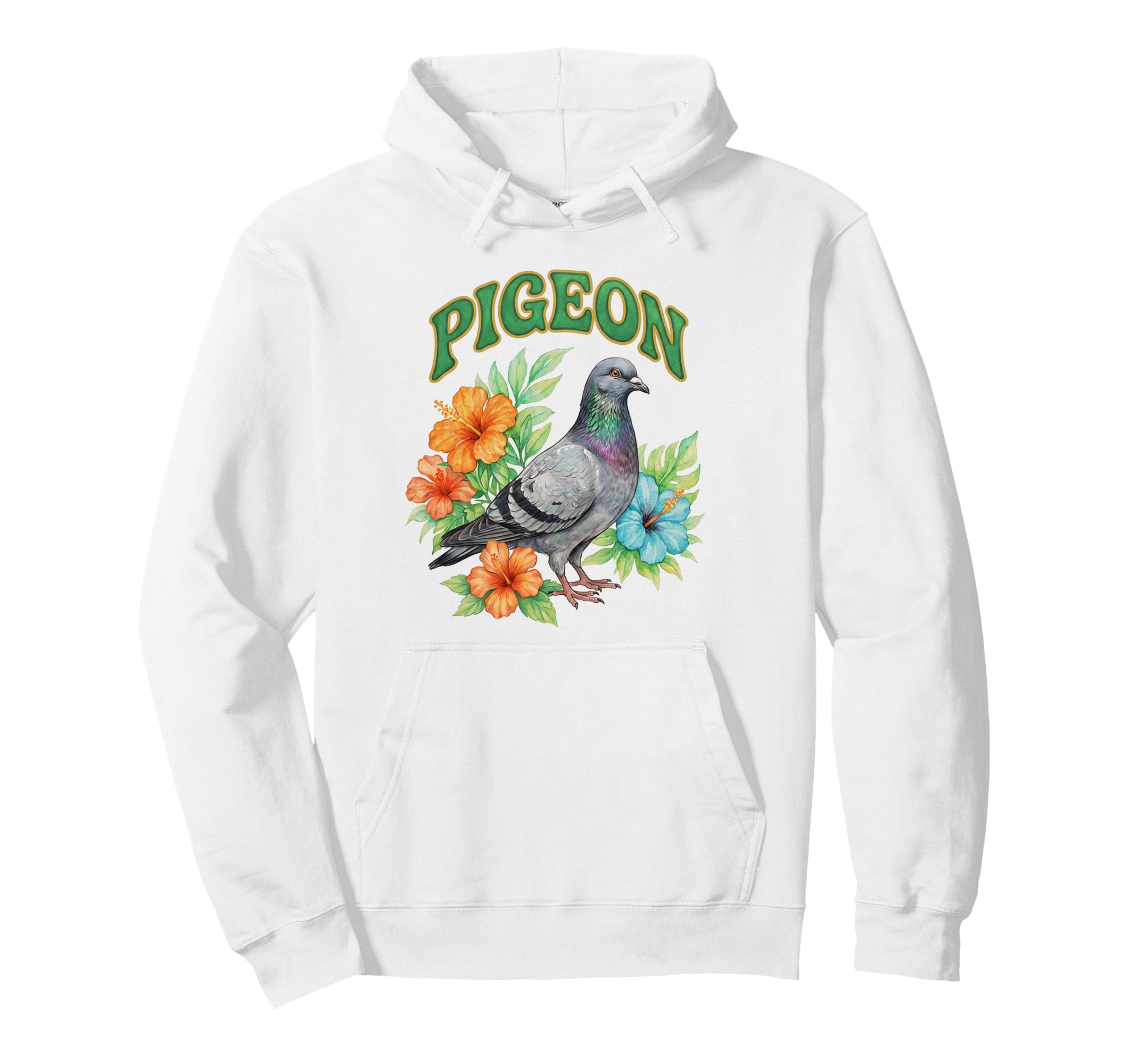 Pigeon Groovy Floral Pigeon Watercolor Hoodie - Minimalist Print Men Women - T-Shirt, Sweatshirt, Hoodie