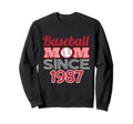 Baseball Mom Since 1987 Sweatshirt - Aesthetic Graphic for Adults - T-Shirt, Sweatshirt, Hoodie