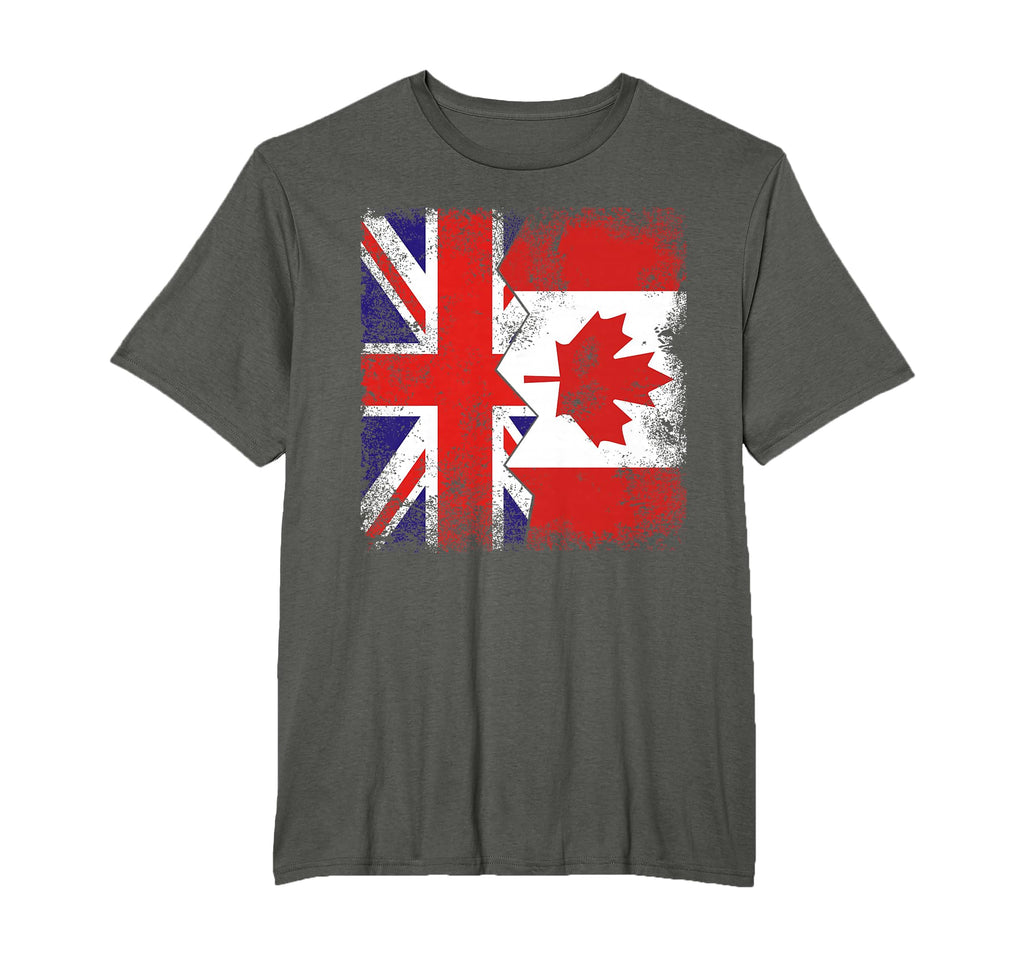Canadian Roots Half British Flags Uk T-Shirt - Streetwear Style Unisex - T-Shirt, Sweatshirt, Hoodie