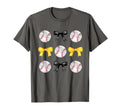 Baseballs Black Yellow Bows Ball Mom T-Shirt - Casual Everyday Wear Unisex - T-Shirt, Sweatshirt, Hoodie