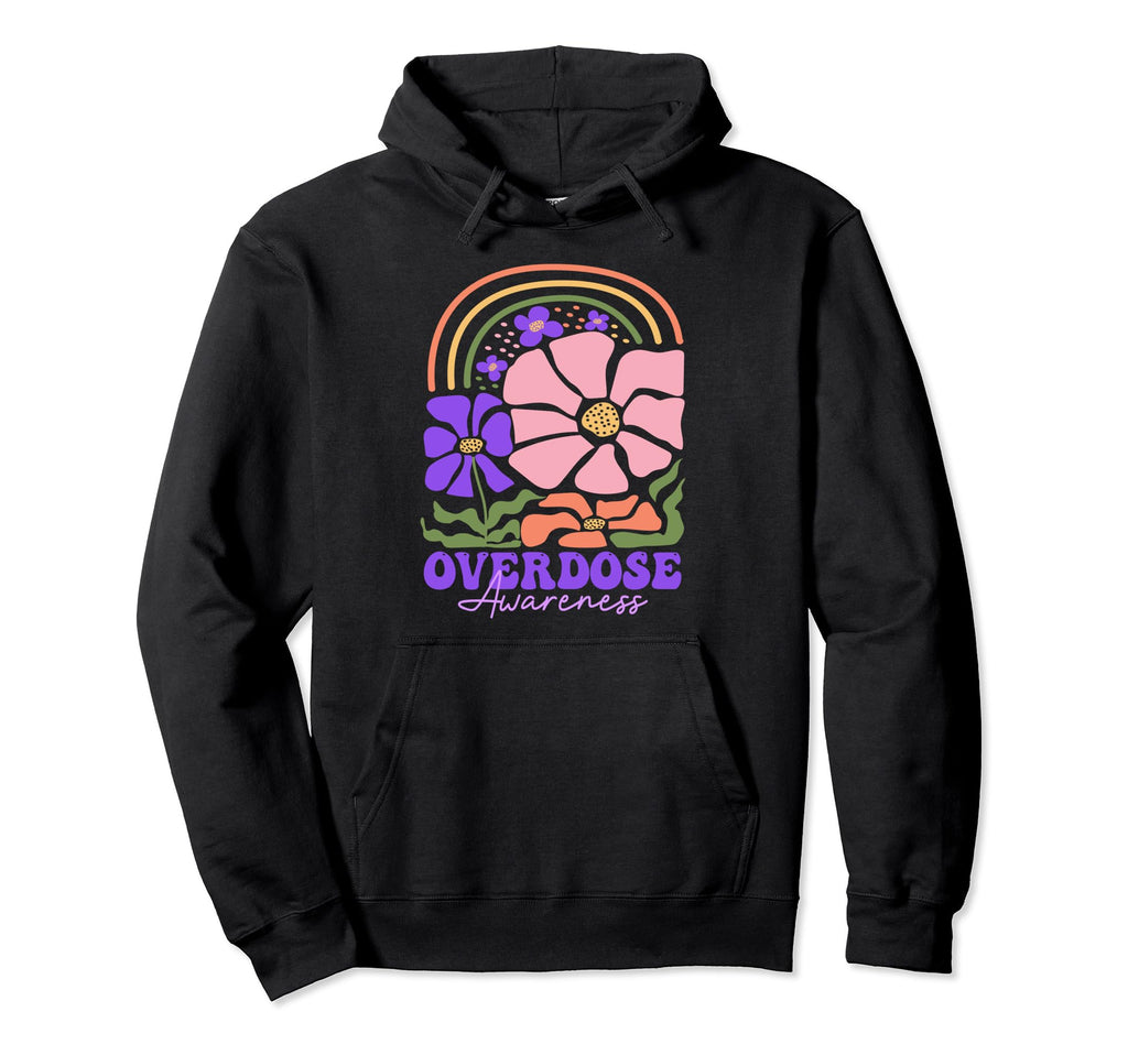 Overdose Awareness Purple Groovy Boho Hoodie - Minimalist Print Men Women - T-Shirt, Sweatshirt, Hoodie