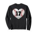 Baseball Number 17 Distressed Heart Sweatshirt - Graphic Print Unisex - T-Shirt, Sweatshirt, Hoodie