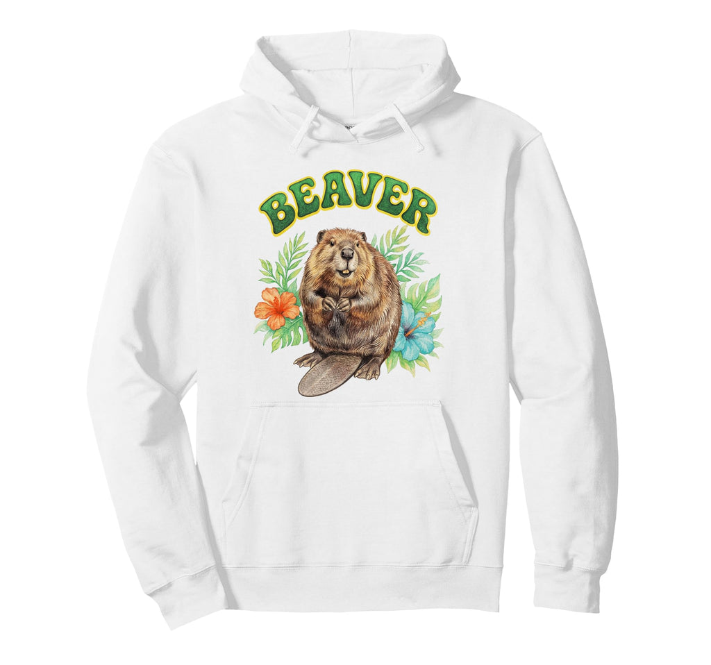 Beaver Groovy Floral Beaver Watercolor Hoodie - Custom Art Print Men Women - T-Shirt, Sweatshirt, Hoodie