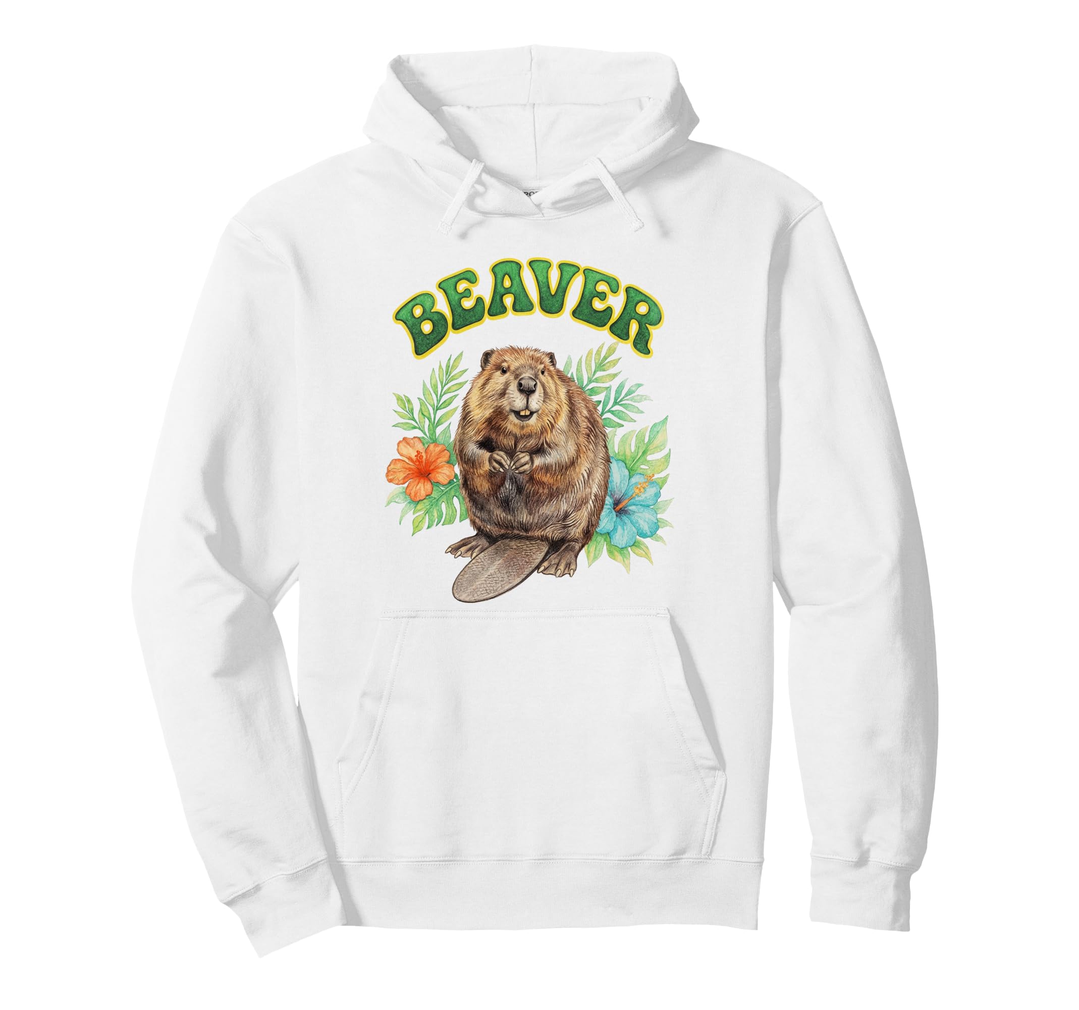 Beaver Groovy Floral Beaver Watercolor Hoodie - Custom Art Print Men Women - T-Shirt, Sweatshirt, Hoodie