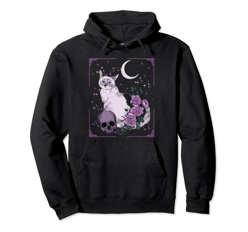 Elder Emo Cat Tarot Card Goth Emo Hoodie - Casual Everyday Wear for Adults - T-Shirt, Sweatshirt, Hoodie