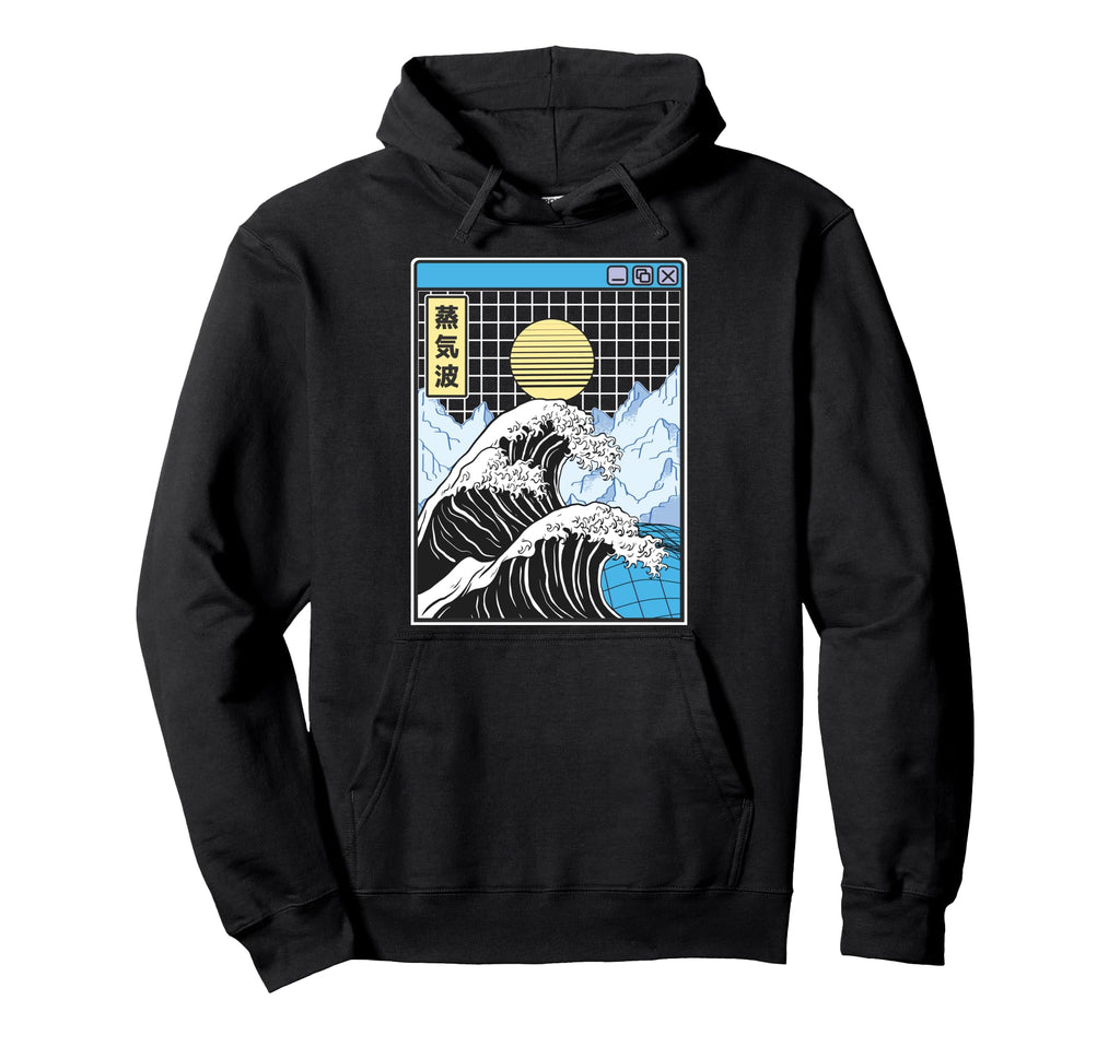 Kanagawa Wave Japan Digital Landscape Hoodie - Graphic Print for Adults - T-Shirt, Sweatshirt, Hoodie