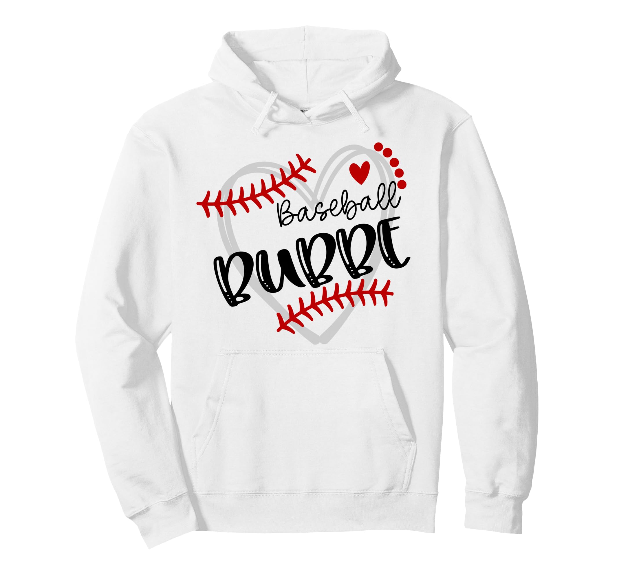 Personalized Baseball Heart Bubbe Baseball Hoodie - Graphic Print Men Women - T-Shirt, Sweatshirt, Hoodie