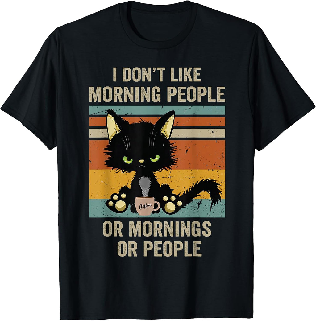 I Hate Morning People Christmas Coffee Cat Lover N - Adult & Kids T-Shirts, Sweatshirts & Hoodies apparel design preview 1