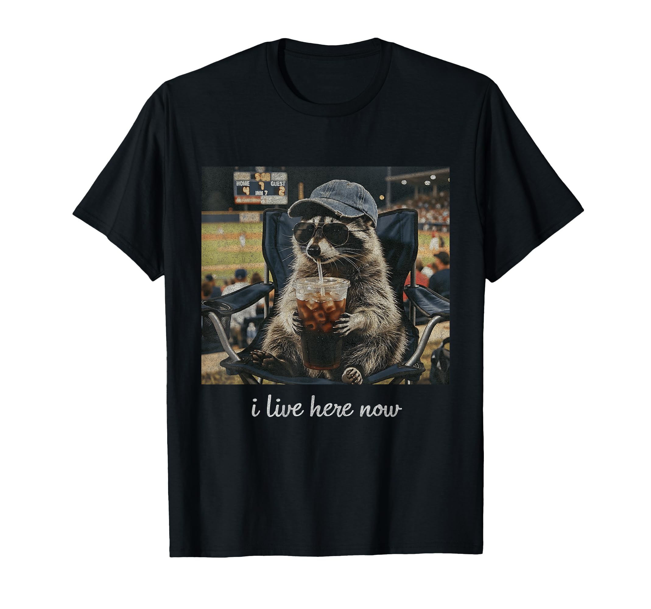 Baseball Mama Raccoon I Live Here Now T-Shirt - Fun Novelty Design Unisex - T-Shirt, Sweatshirt, Hoodie