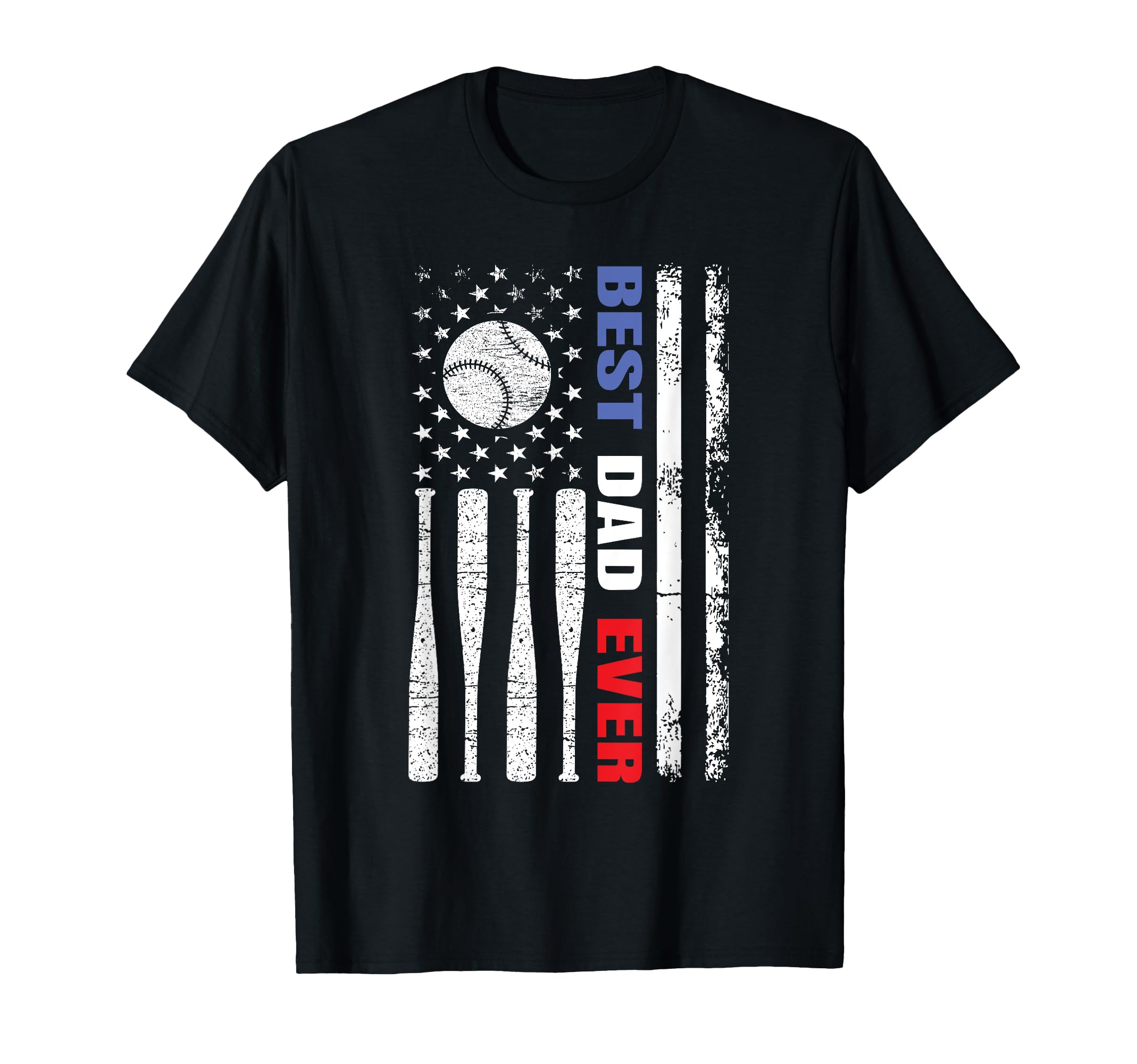 Best Dad Ever Baseball Fan Usa Flag T-Shirt - Novelty Apparel Unisex - T-Shirt, Sweatshirt, Hoodie
