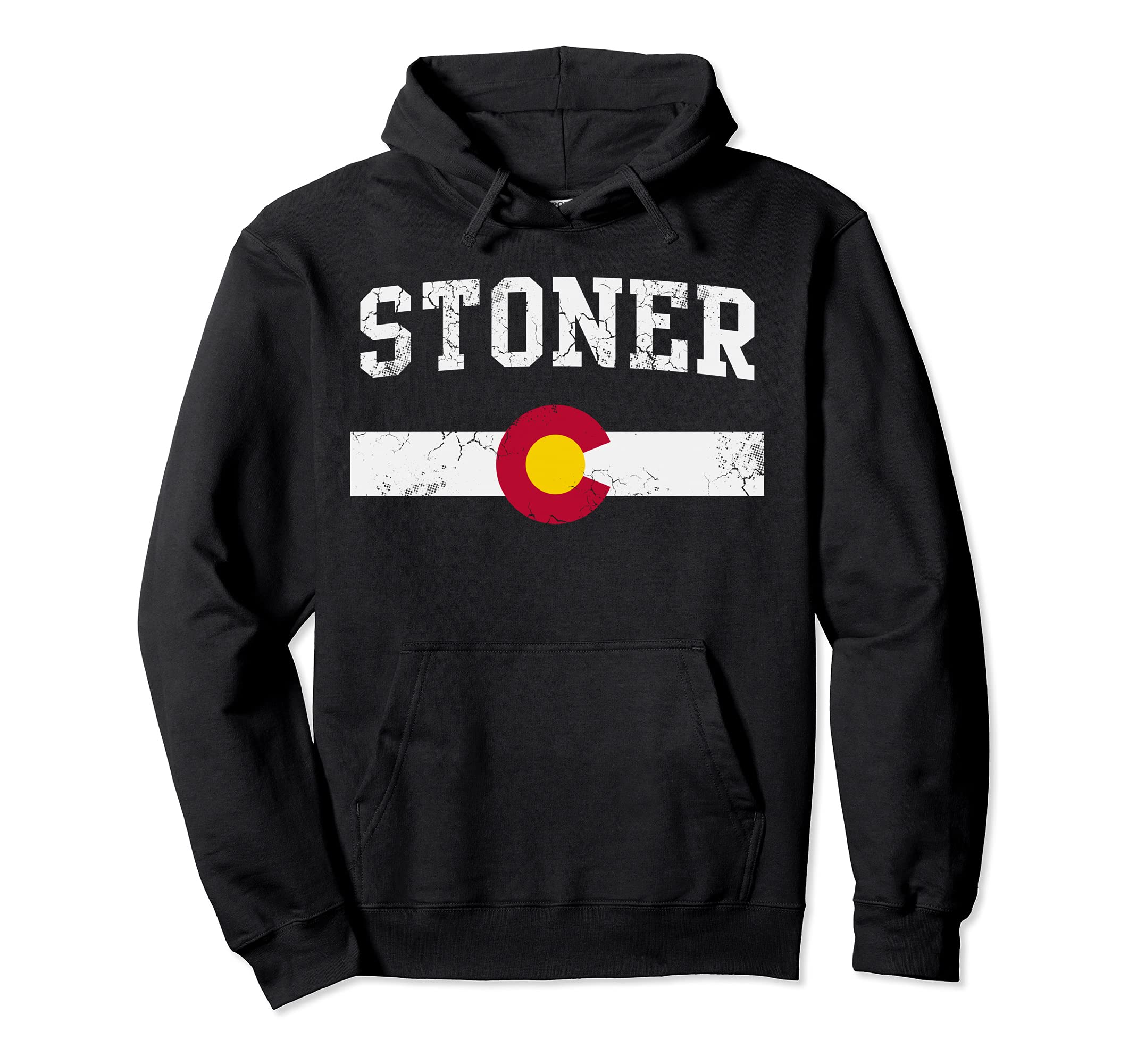 Colorado Stoner Flag Distressed Hoodie - Casual Everyday Wear Men Women - T-Shirt, Sweatshirt, Hoodie