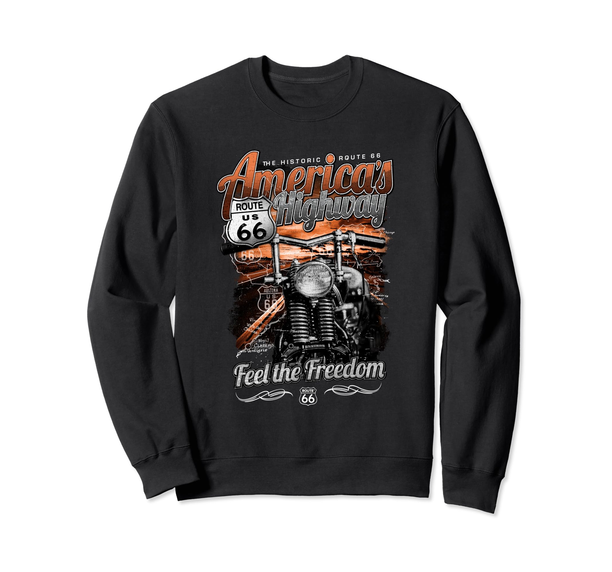 Route 66 Americas Highway Sweatshirt - Minimalist Print for Adults - T-Shirt, Sweatshirt, Hoodie