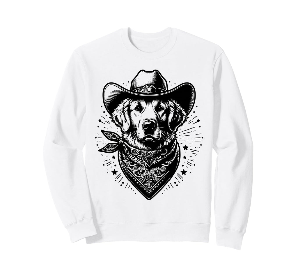 Funny Golden Retriever Cowboy Western Sweatshirt - Novelty Apparel Unisex - T-Shirt, Sweatshirt, Hoodie