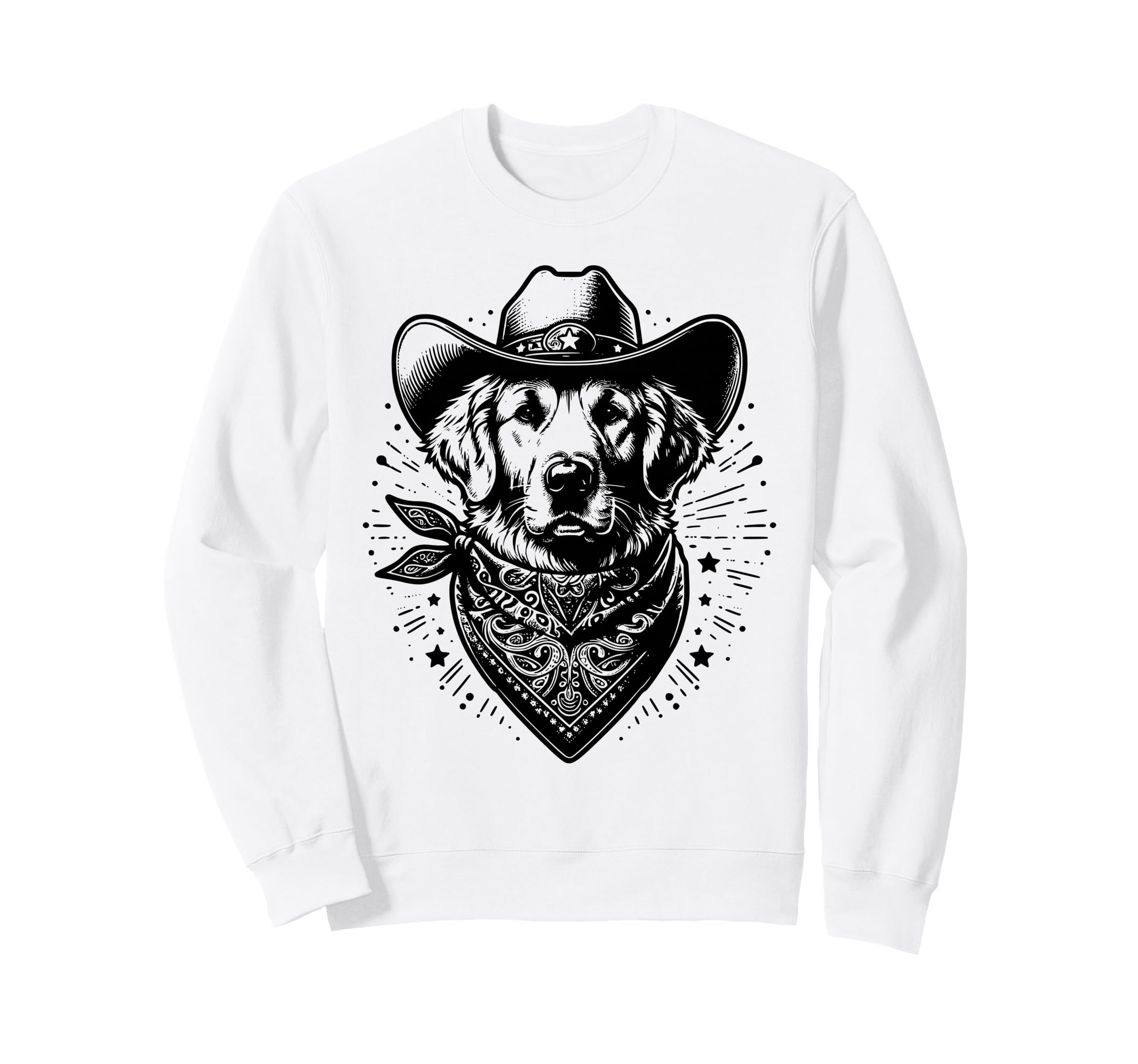 Funny Golden Retriever Cowboy Western Sweatshirt - Novelty Apparel Unisex - T-Shirt, Sweatshirt, Hoodie