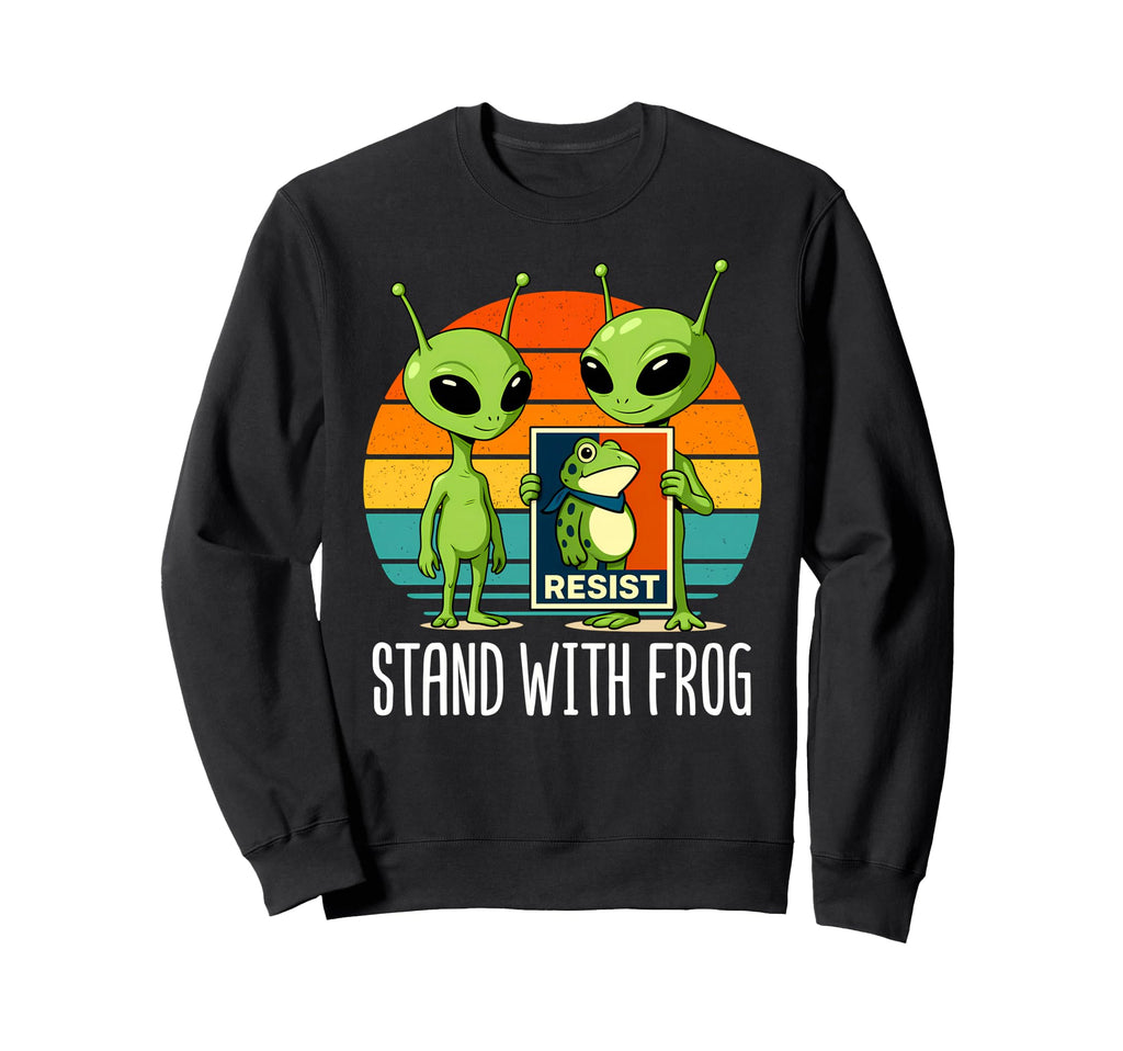 Stand Frog Extraterrestrial Sweatshirt - Casual Everyday Wear Unisex - T-Shirt, Sweatshirt, Hoodie