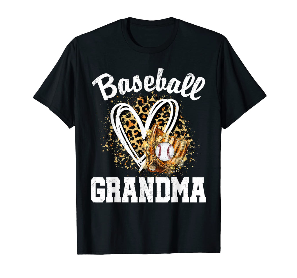 Baseball Grandma Leopard Heart Game T-Shirt - Fun Novelty Design Men Women - T-Shirt, Sweatshirt, Hoodie