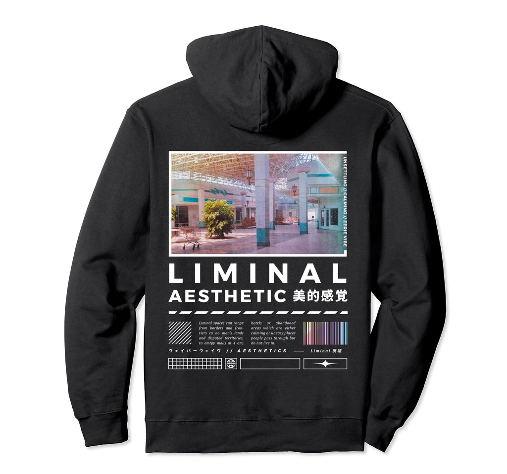 Liminal Spaces Backprint Vaporwave Hoodie - Graphic Print Men Women - T-Shirt, Sweatshirt, Hoodie