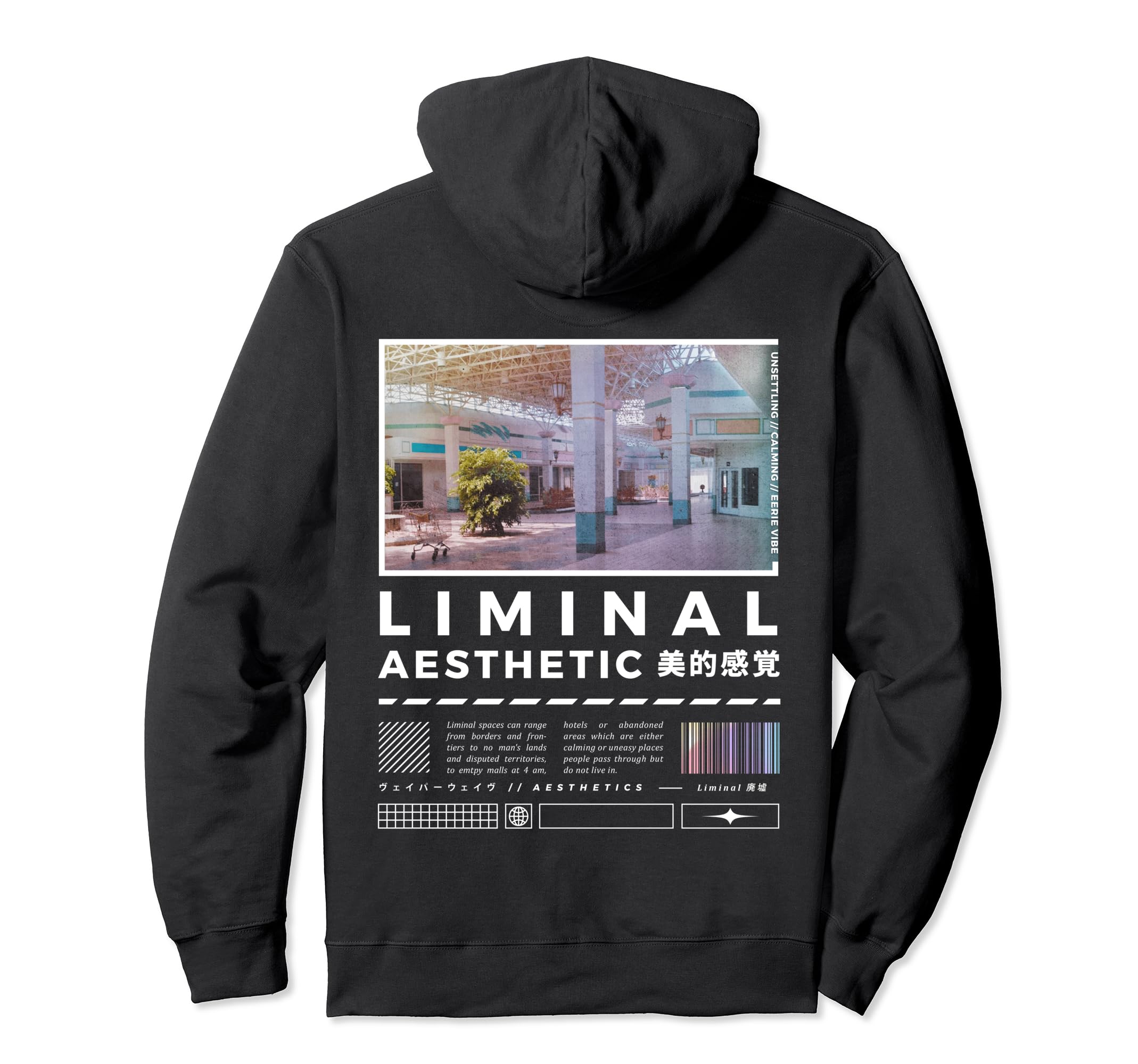 Liminal Spaces Backprint Vaporwave Hoodie - Graphic Print Men Women - T-Shirt, Sweatshirt, Hoodie