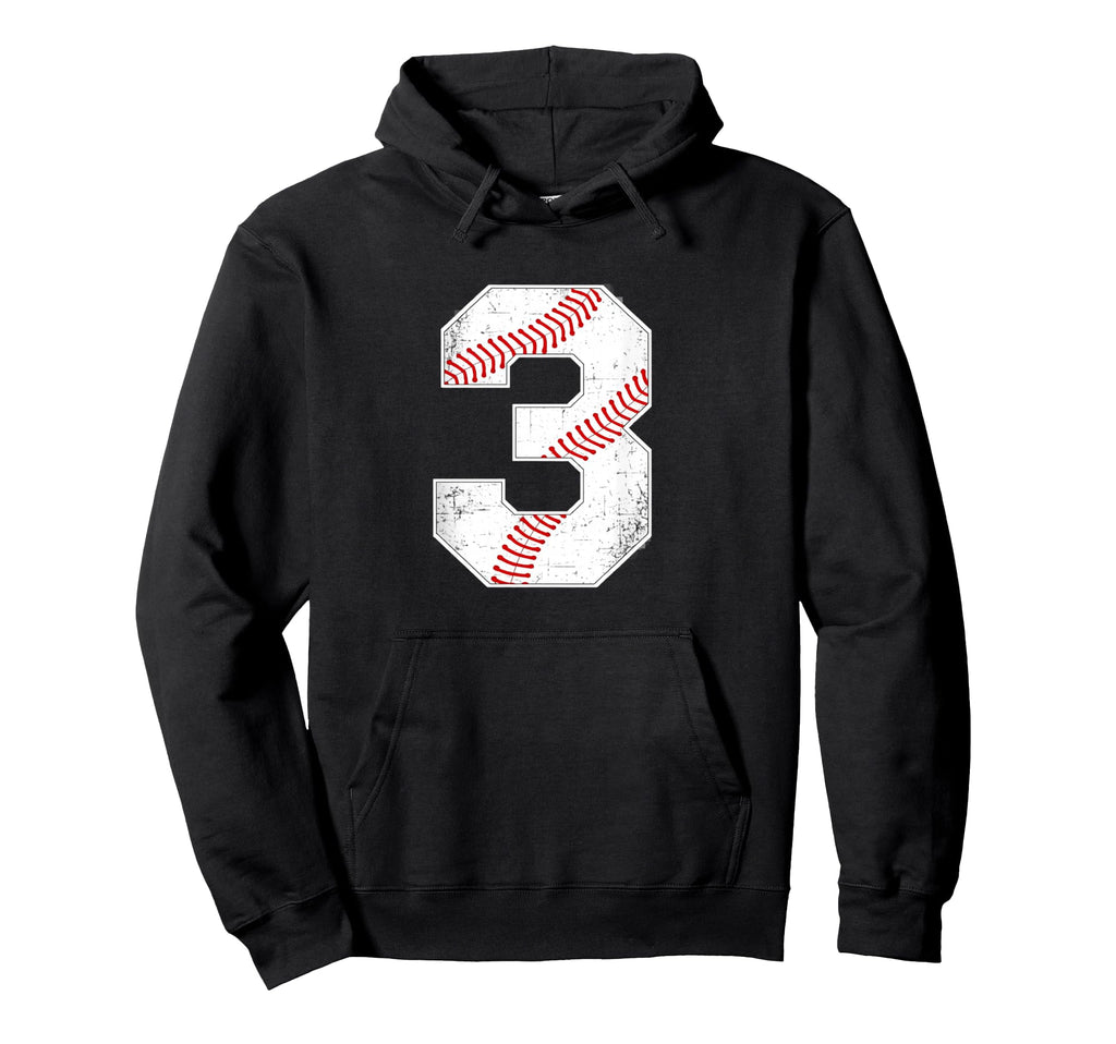 Baseball Fan Number 3 Sports Jersey Hoodie - Custom Art Print Men Women - T-Shirt, Sweatshirt, Hoodie