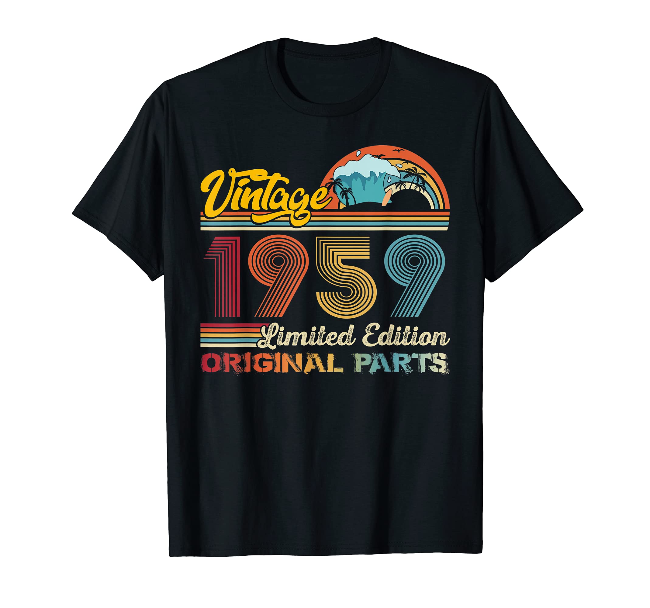 1959 Birthday Celebration Beach Sunset T-Shirt - Trendy Graphic Unisex - T-Shirt, Sweatshirt, Hoodie