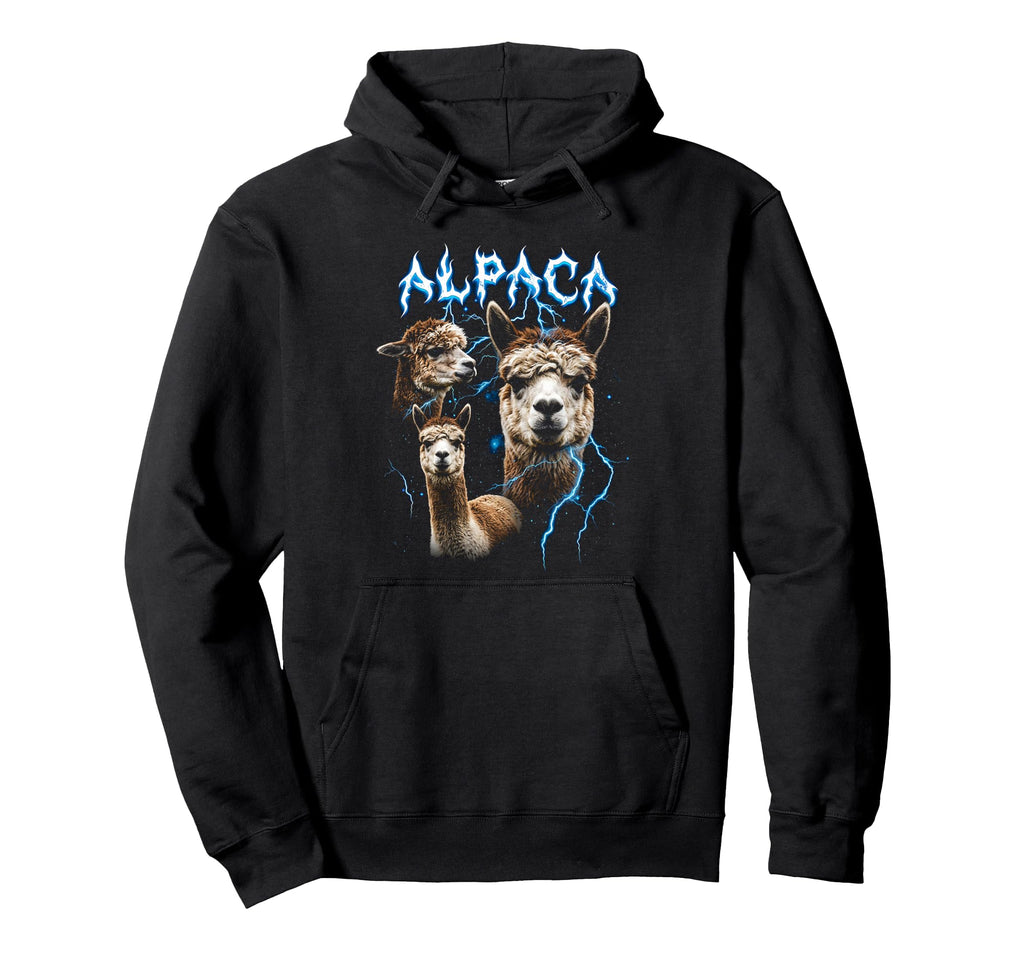 Alpaca 90S Heavy Metal Alpaca Animal Hoodie - Streetwear Style for Adults - T-Shirt, Sweatshirt, Hoodie