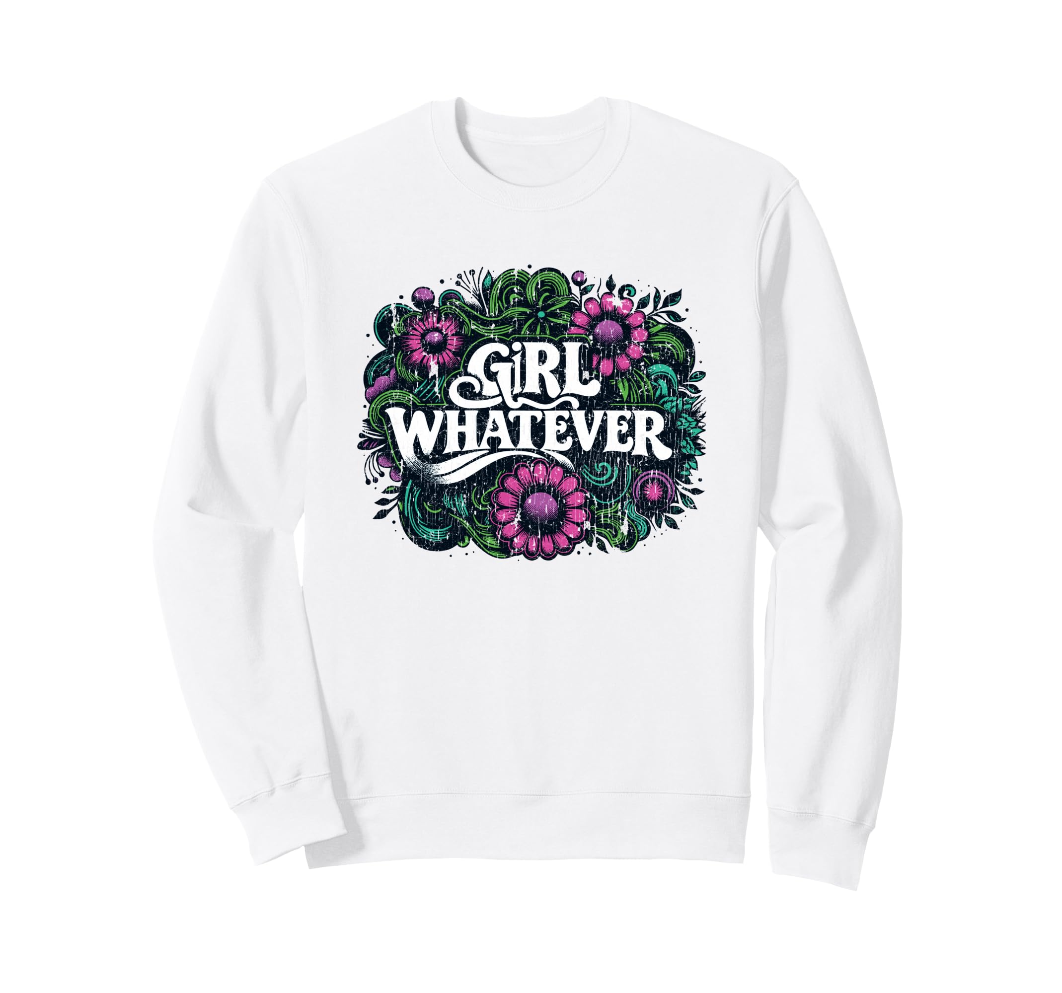 Whatever Hippie 60S 70S Daisy Floral Sweatshirt - Unique Graphic Men Women - T-Shirt, Sweatshirt, Hoodie