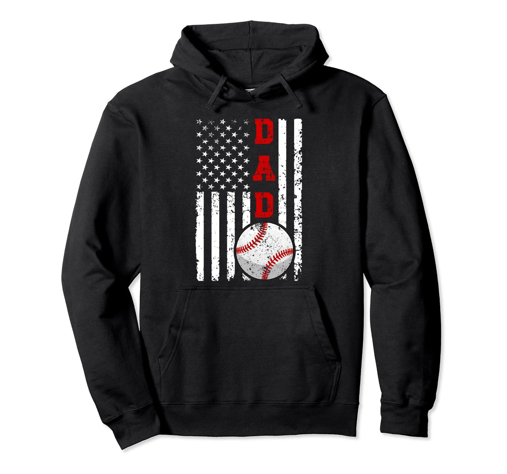 Dad Us Flag Baseball Dad Baseball Player Hoodie - Aesthetic Graphic Unisex - T-Shirt, Sweatshirt, Hoodie