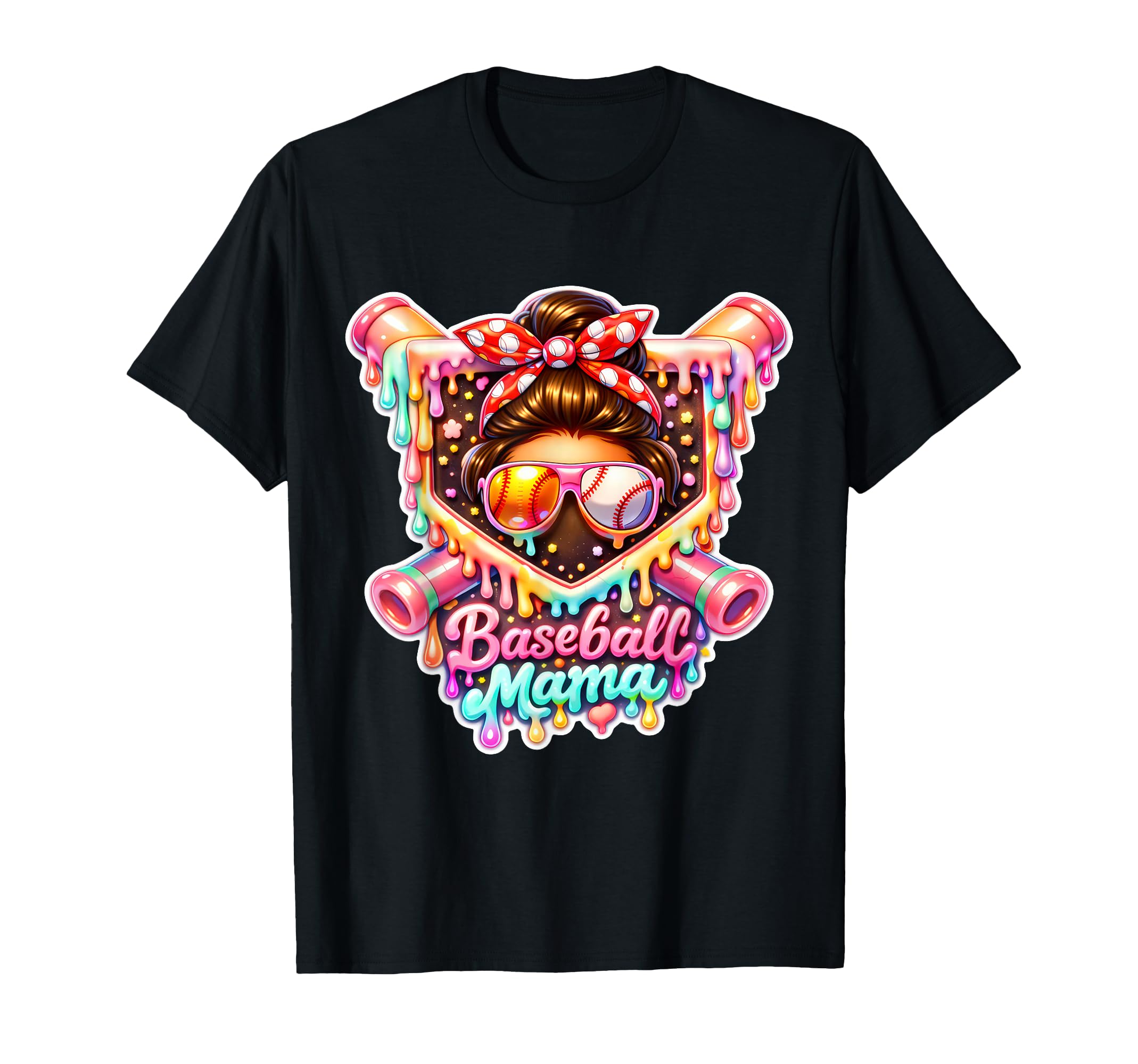 Baseball Mama Dripping Candy Messy T-Shirt - Novelty Apparel for Adults - T-Shirt, Sweatshirt, Hoodie