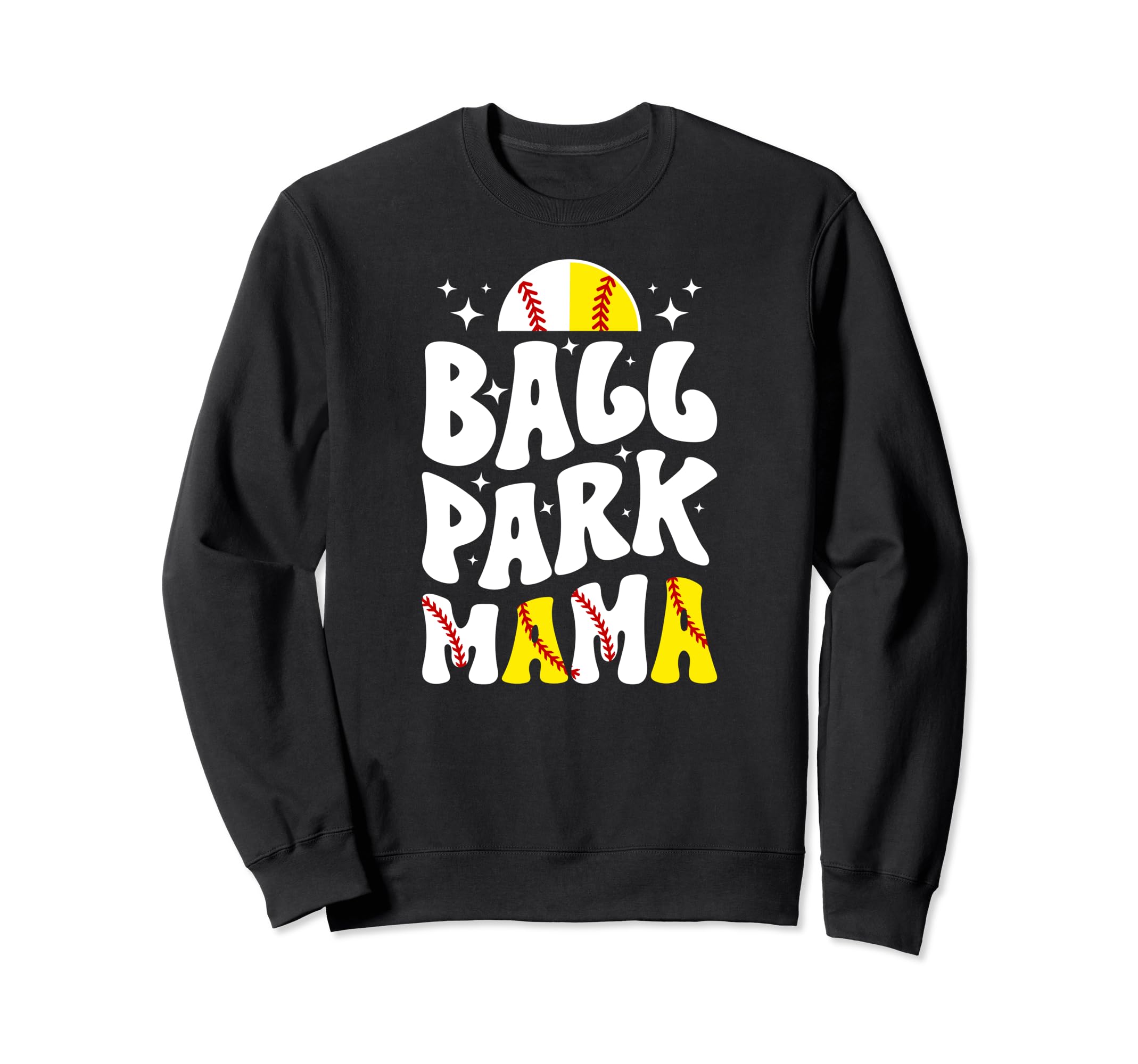Ballpark Mama Groovy Softball Sweatshirt - Custom Art Print Unisex - T-Shirt, Sweatshirt, Hoodie