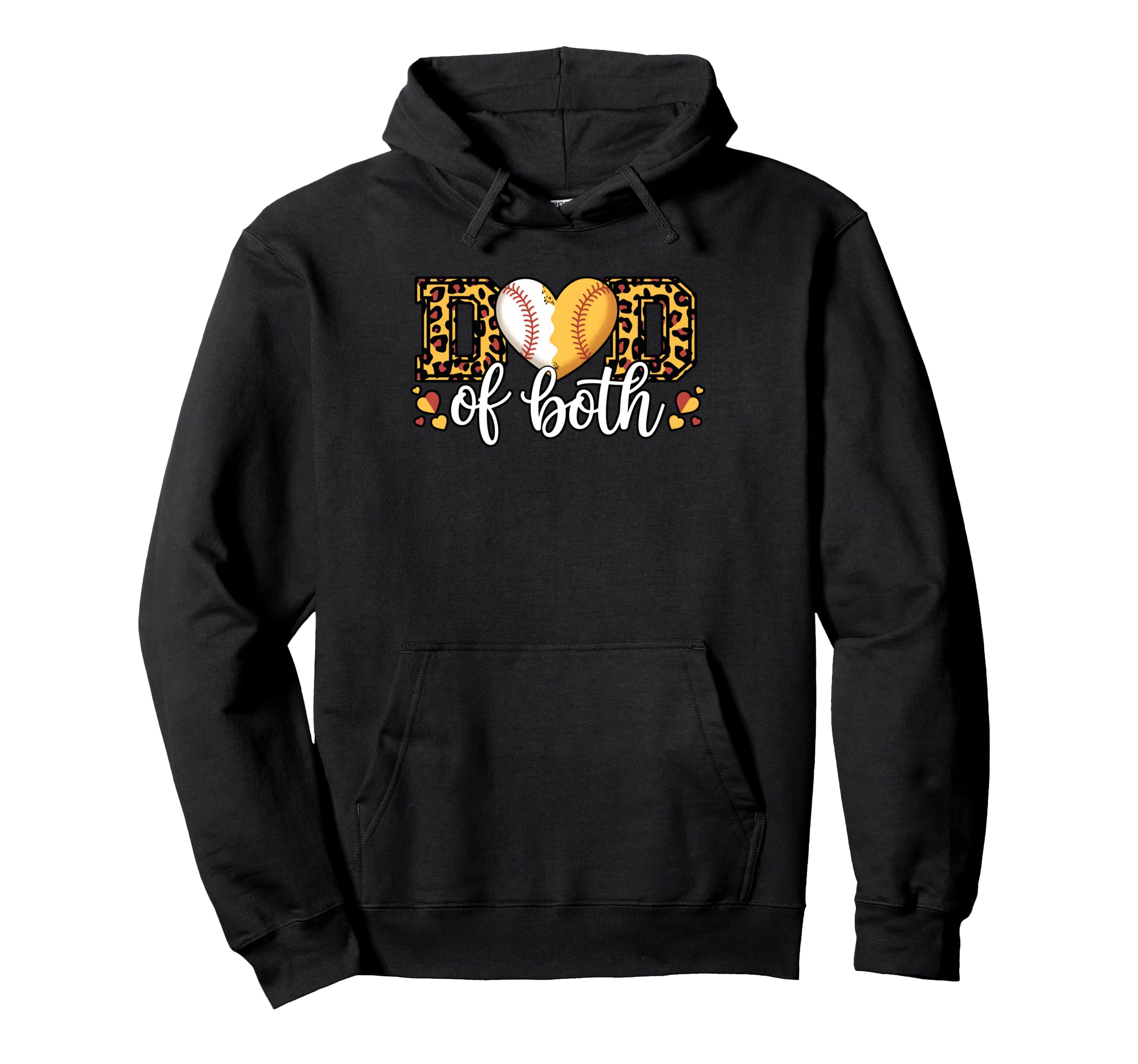 Dad Both Baseball Softball Heart Hoodie - Custom Art Print for Adults - T-Shirt, Sweatshirt, Hoodie
