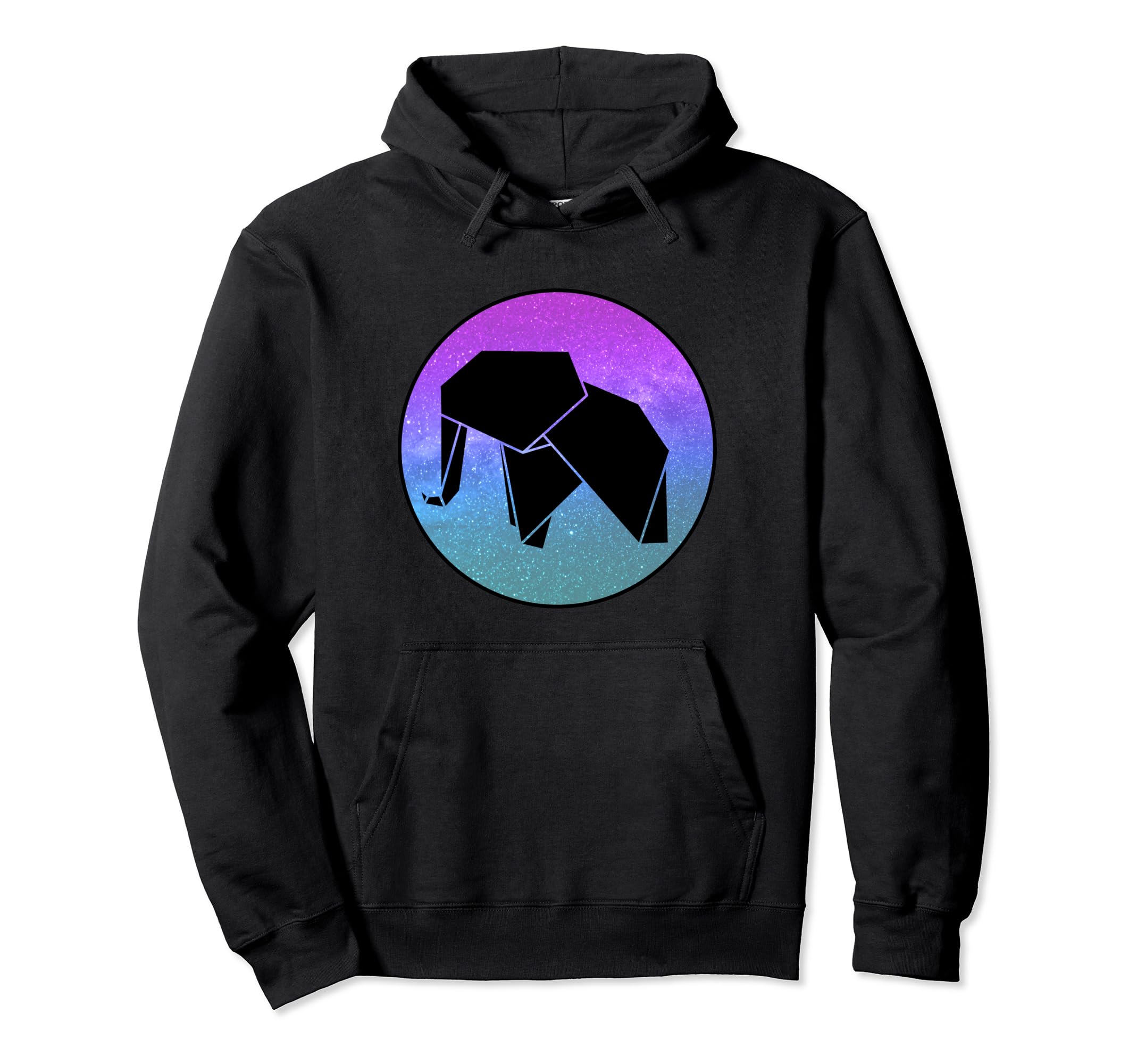 Elephant Origami Galaxy Vaporwave Hoodie - Aesthetic Graphic Unisex - T-Shirt, Sweatshirt, Hoodie