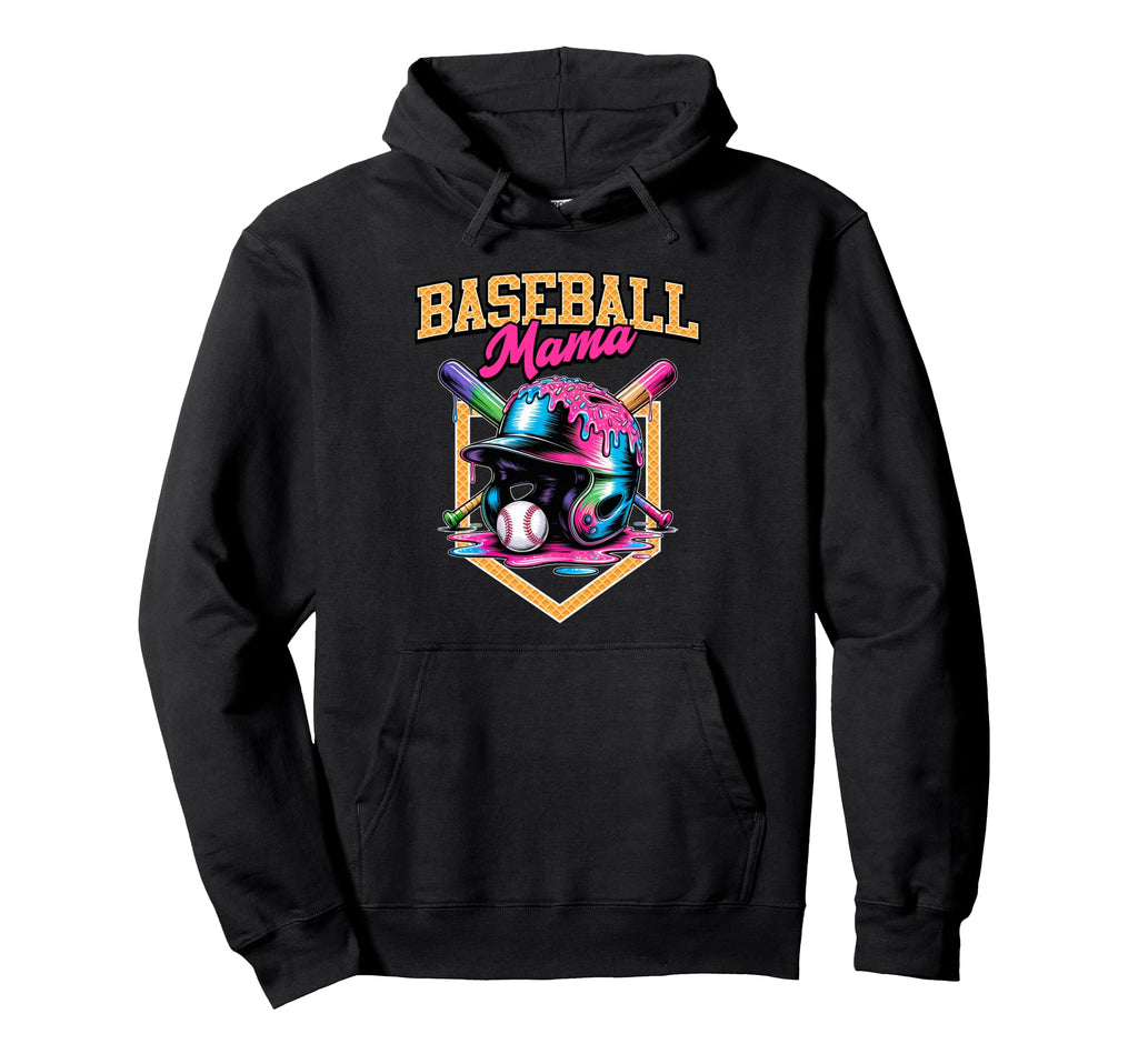 Baseball Mama Tie Dye Baseball Drip Hoodie - Casual Everyday Wear Men Women - T-Shirt, Sweatshirt, Hoodie