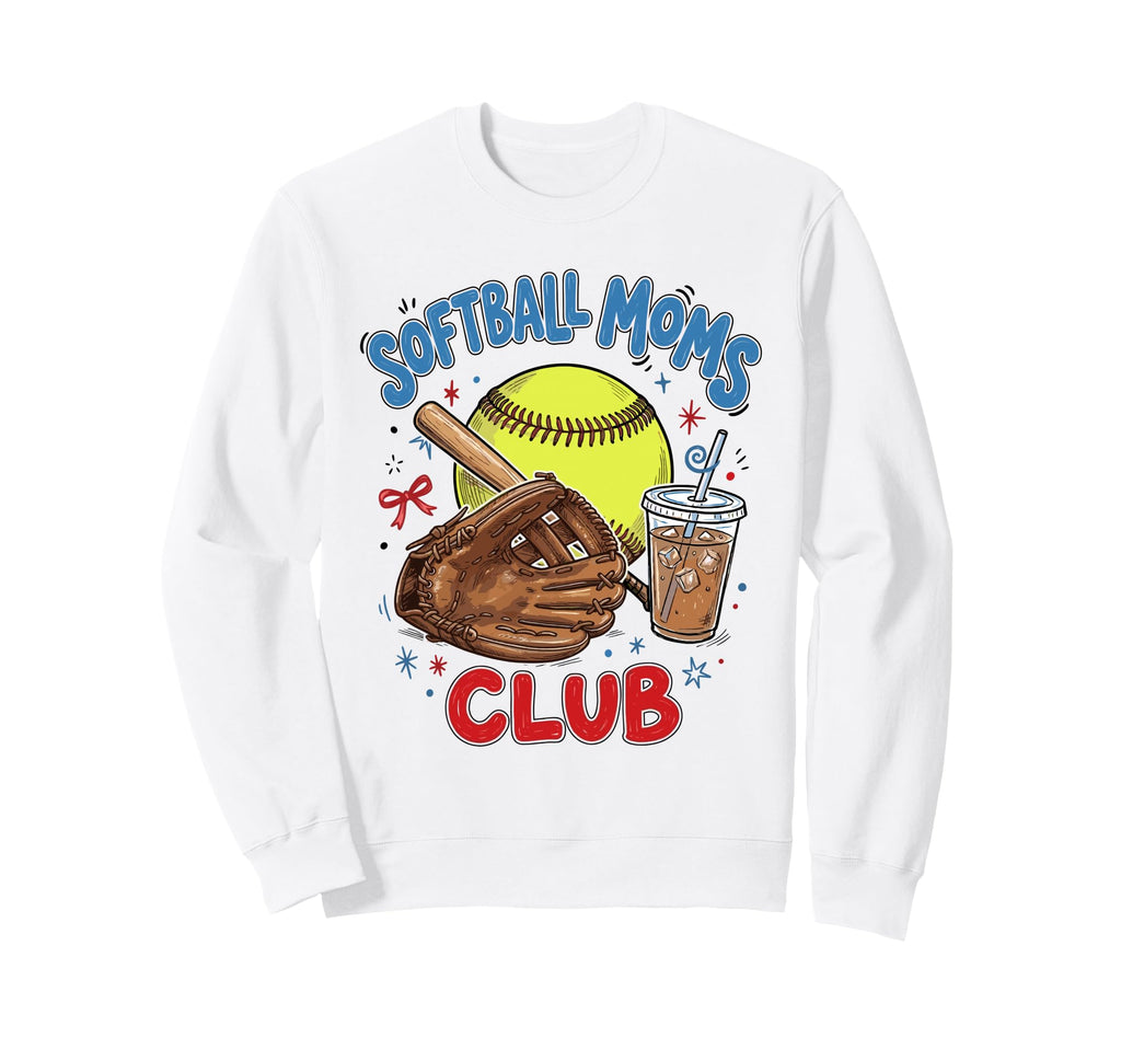 Softball Moms Club Iced Coffee Sweatshirt - Casual Everyday Wear Men Women - T-Shirt, Sweatshirt, Hoodie